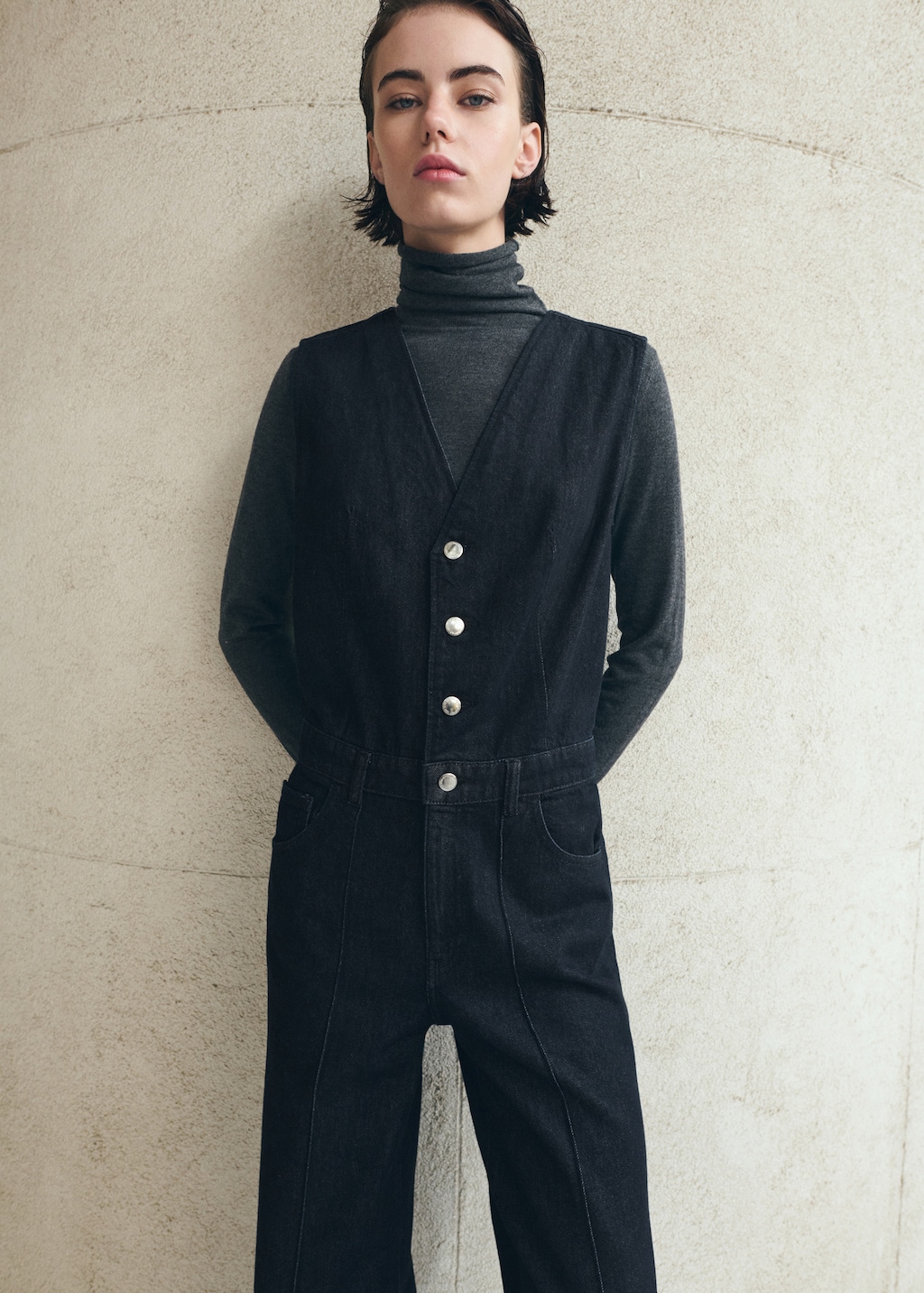 Buttons denim jumpsuit