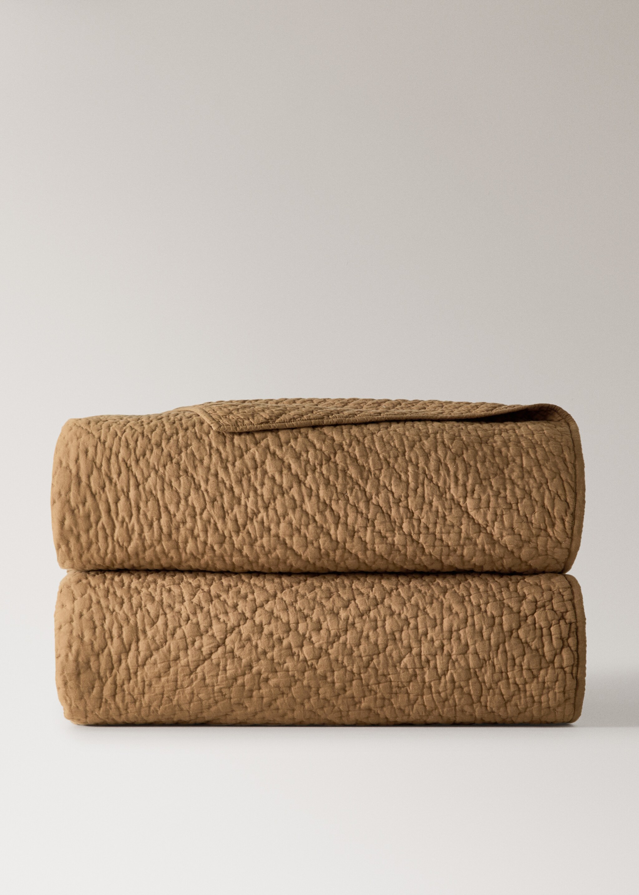 Hand-stitched cotton duvet Bed 130/150 cm - Article without model, Ochre. Ref: 27083297-00.