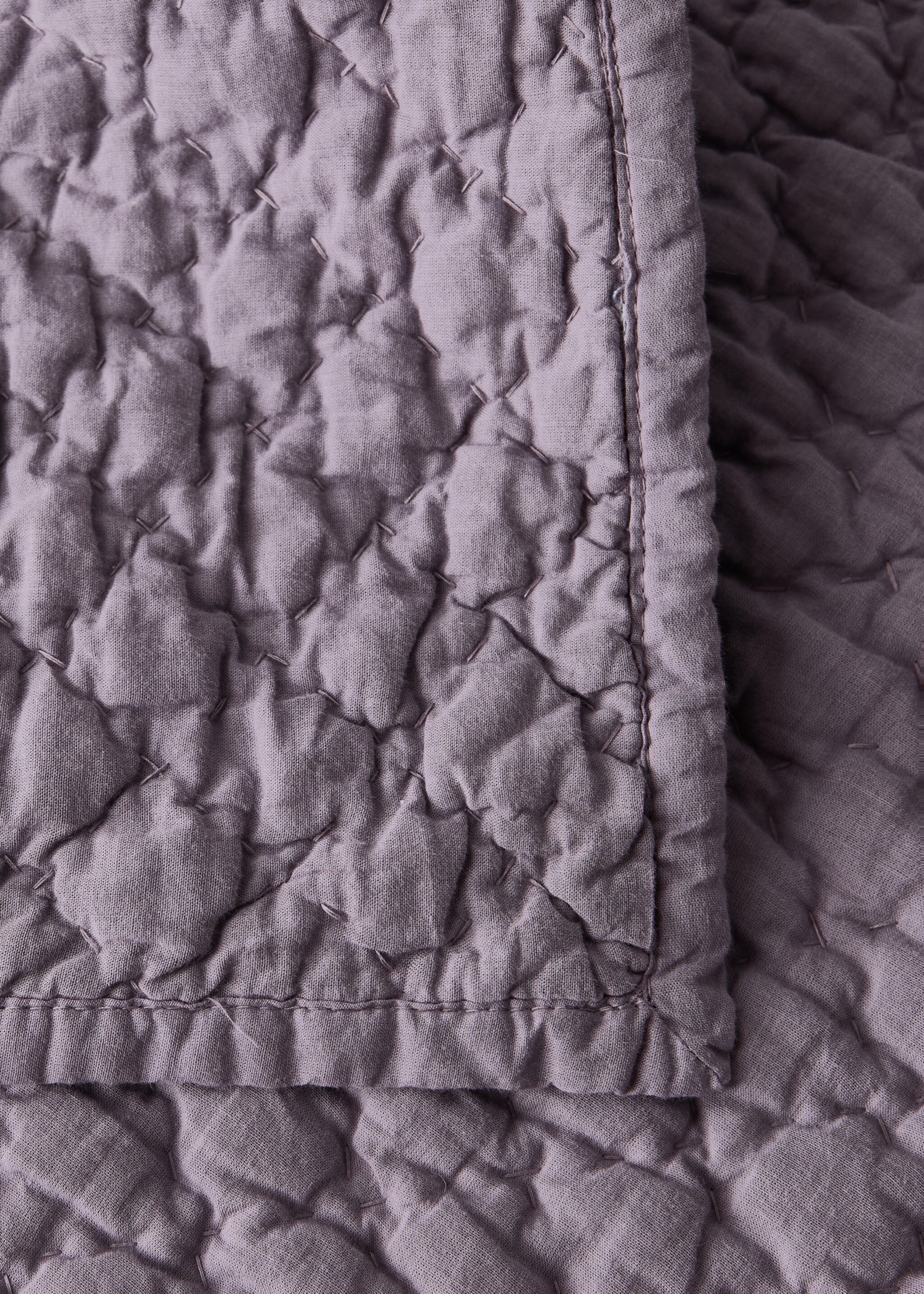 Hand-stitched cotton duvet Bed 130/150 cm - Details of the article 1, Lilac. Ref: 27083297-00.