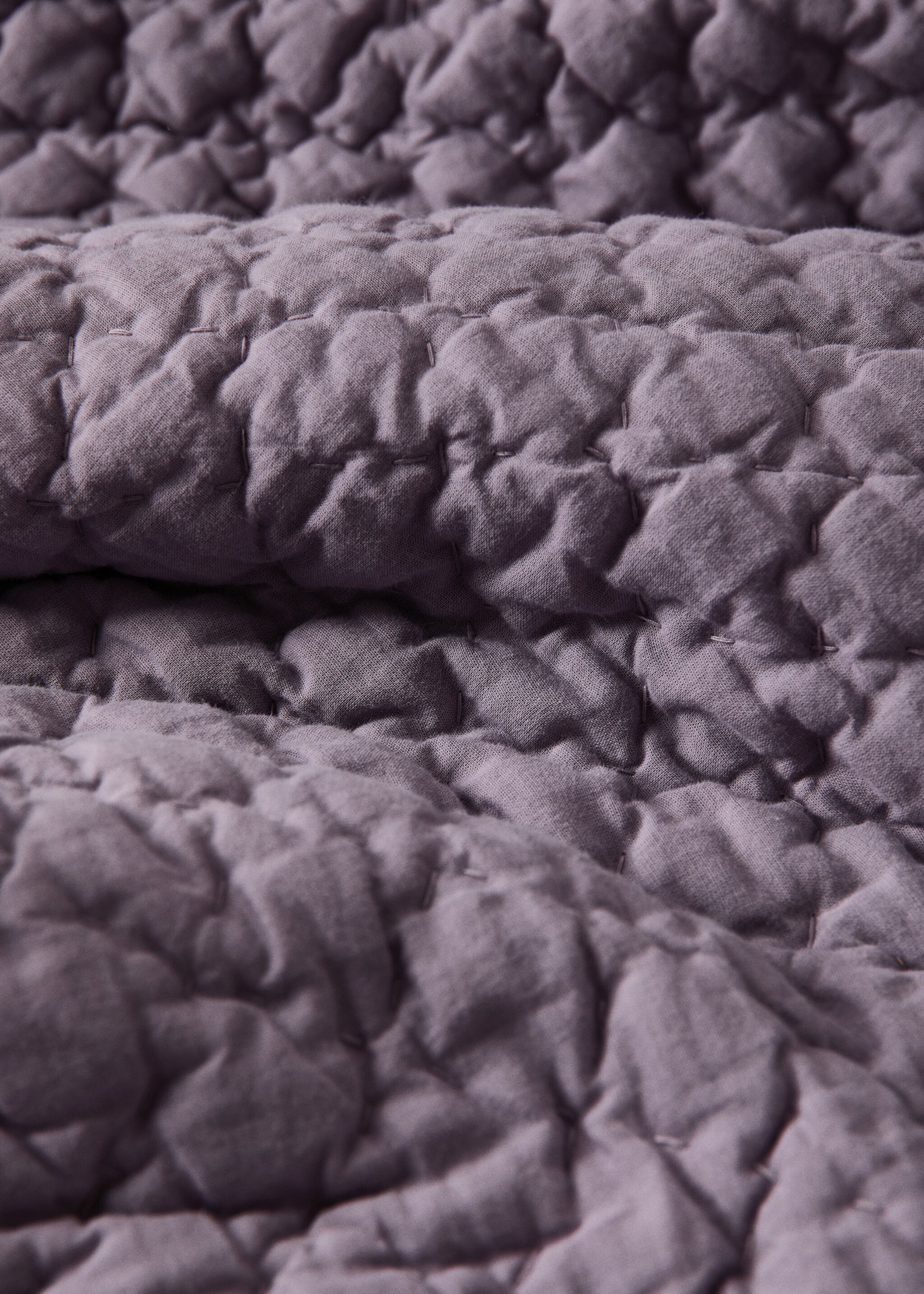 Hand-stitched cotton duvet Bed 130/150 cm - Details of the article 2, Lilac. Ref: 27083297-00.
