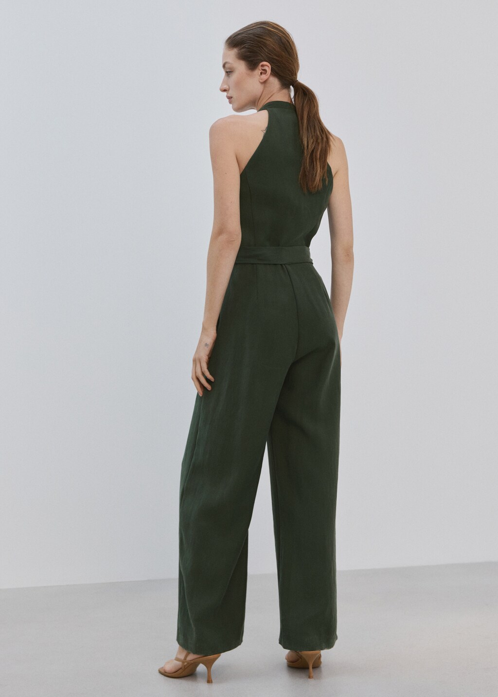 Mango Halter-neck jumpsuit with belt