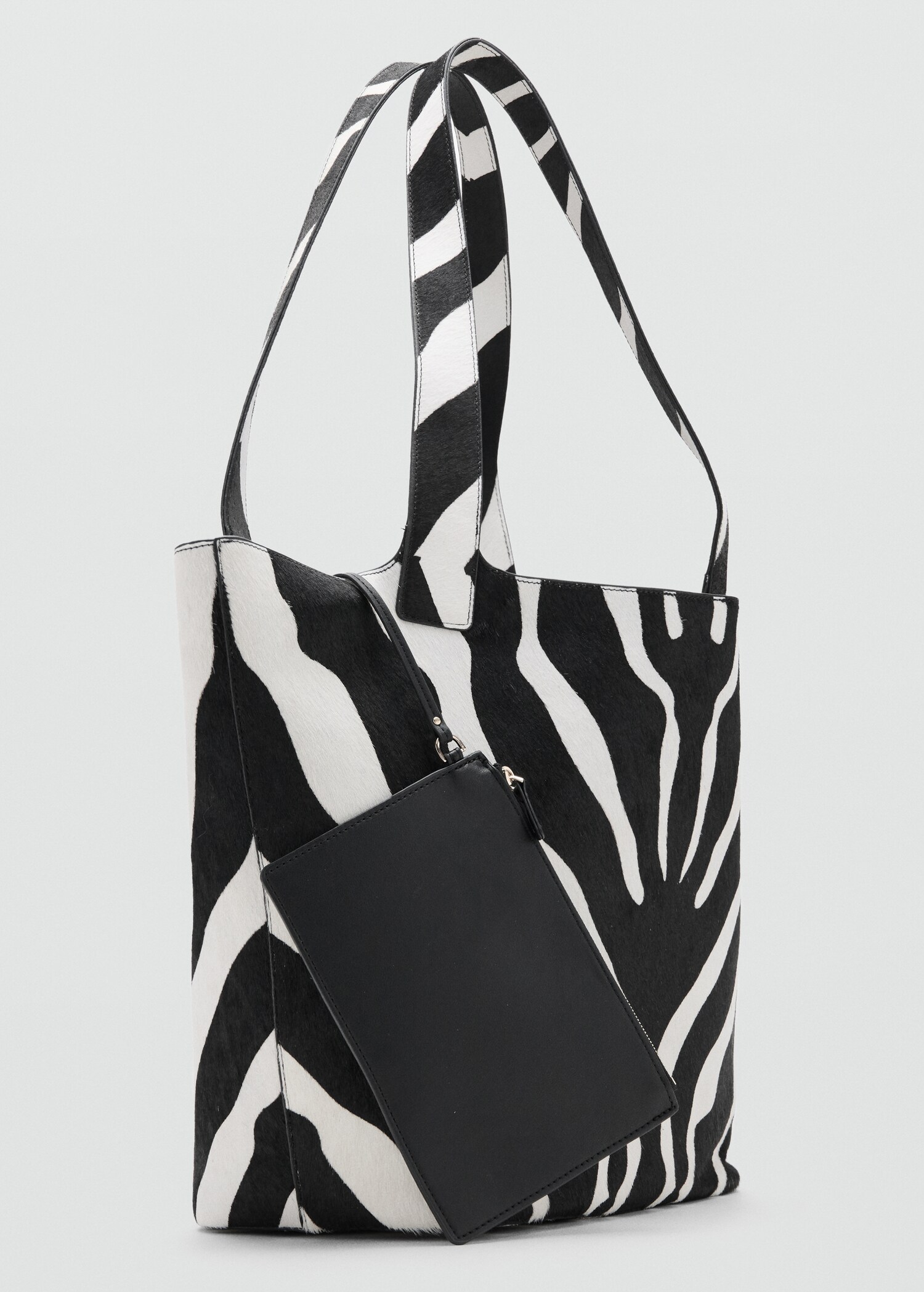 Leather fur tote bag - Medium plane