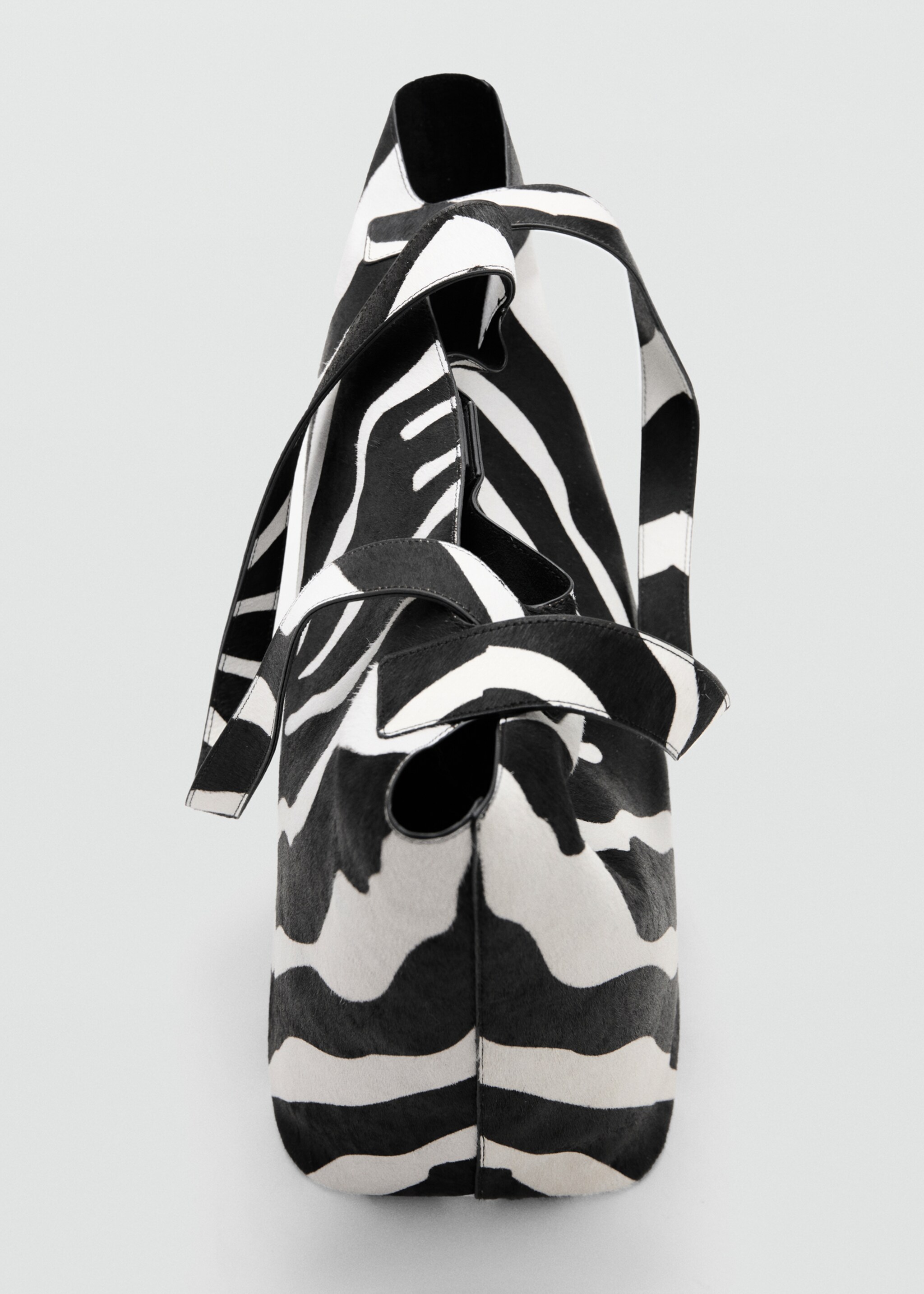 Leather fur tote bag - Details of the article 3, Black. Ref: 27083311-00.