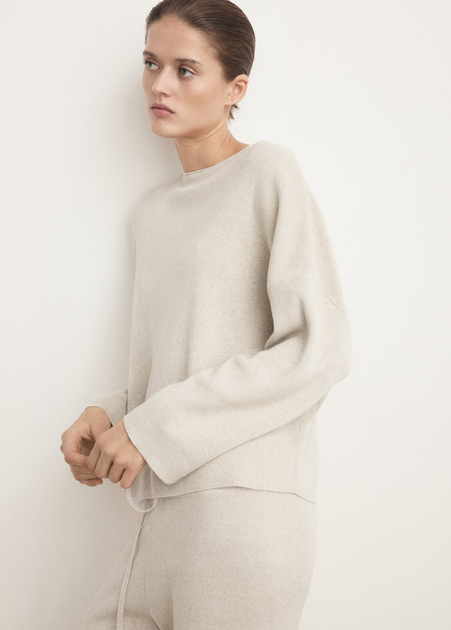 Fluid sweatshirt in cotton-linen fabric - Medium plane