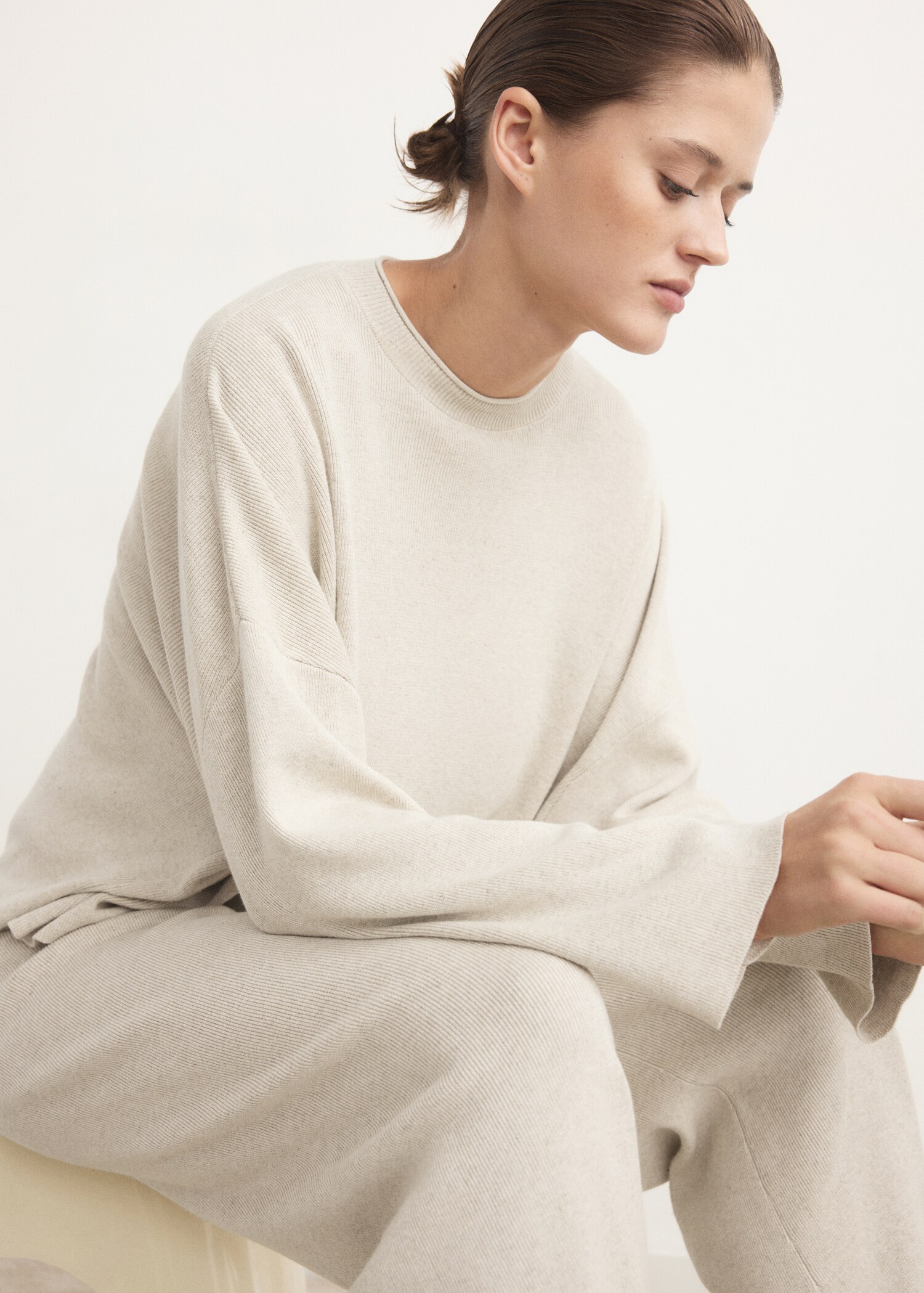 Fluid sweatshirt in cotton-linen fabric - Details of the article 2