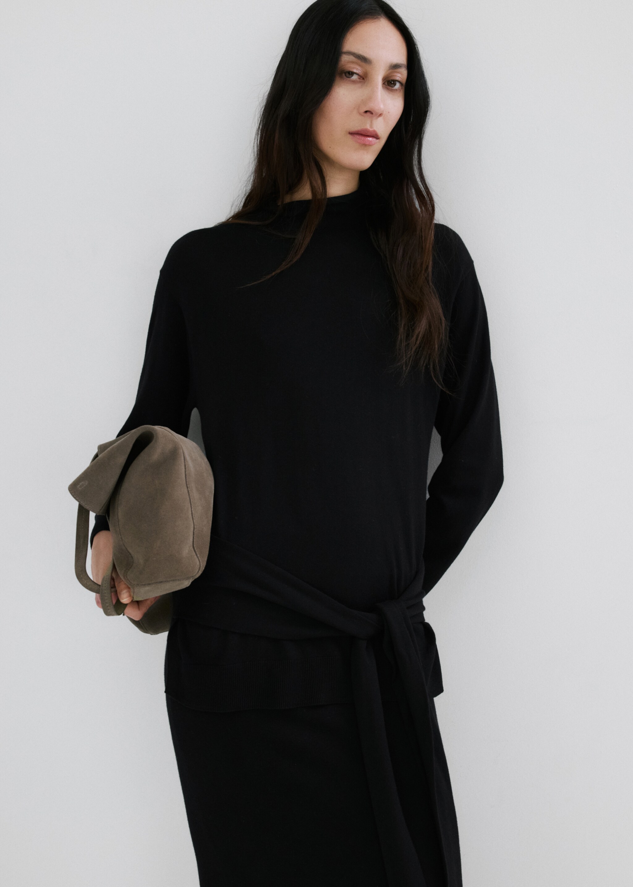 Turtleneck knit sweater - Medium plane, Black. Ref: 27083319-00.