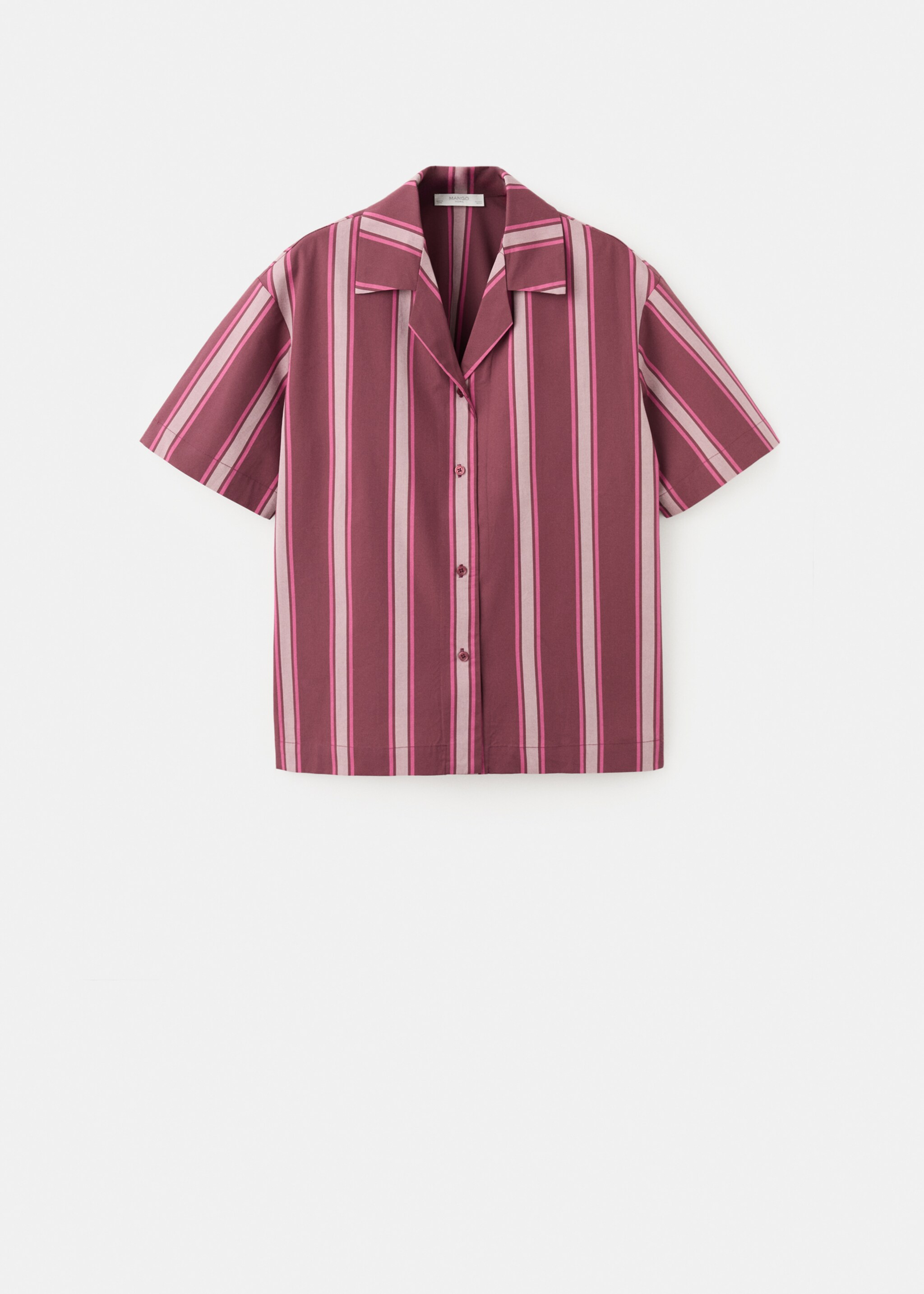 Short-sleeve striped pyjama top - Article without model, Fuchsia. Ref: 27083324-00.