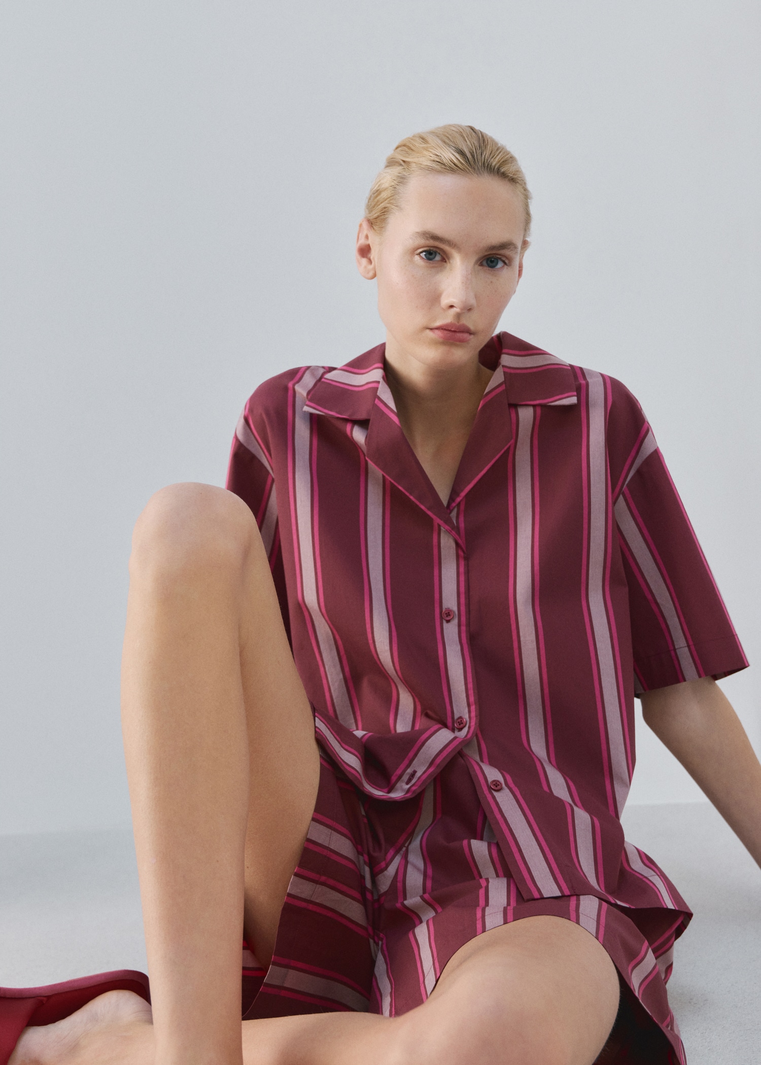 Short-sleeve striped pyjama top - Details of the article 2