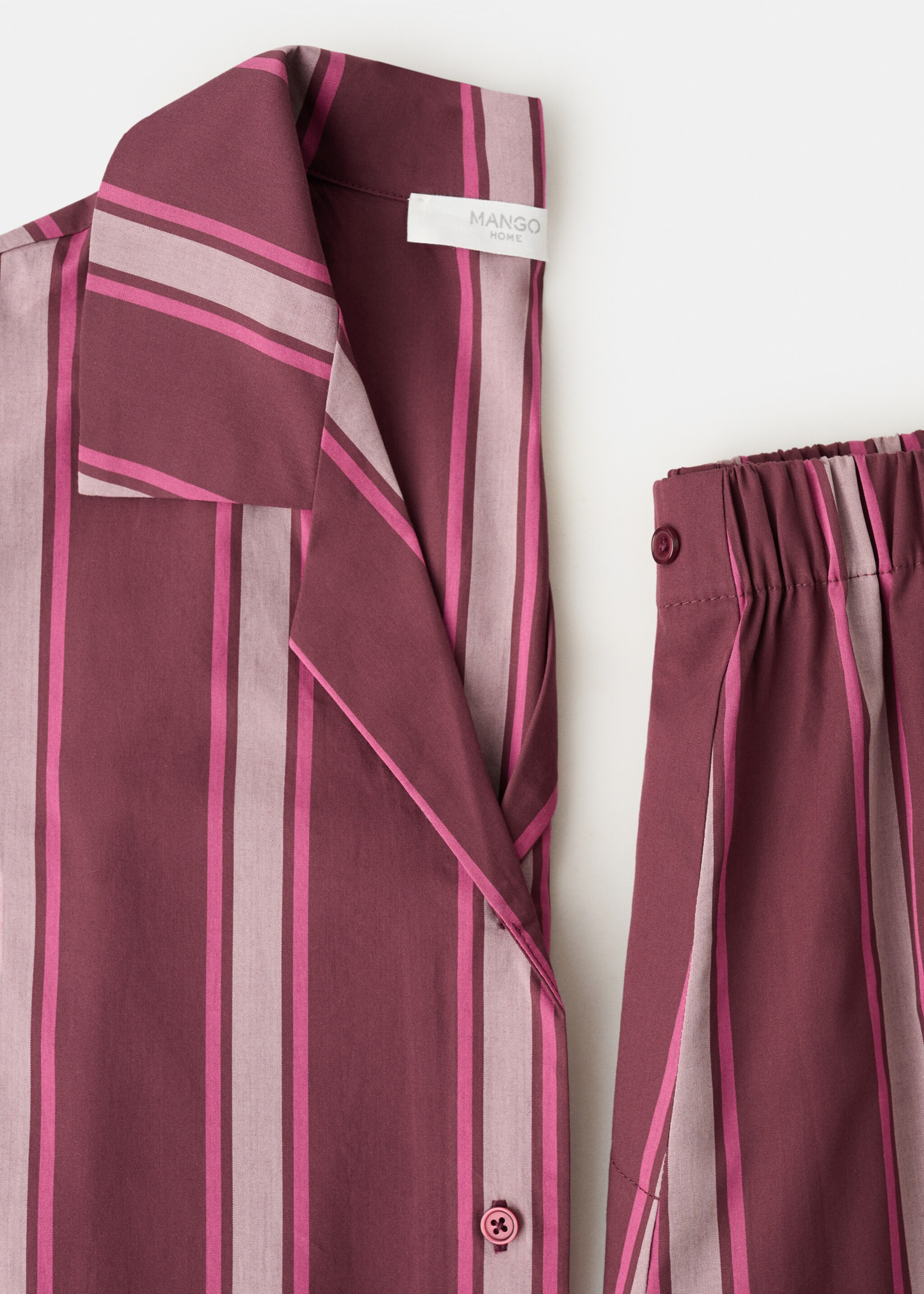 Short-sleeve striped pyjama top - Details of the article 8, Fuchsia. Ref: 27083324-00.