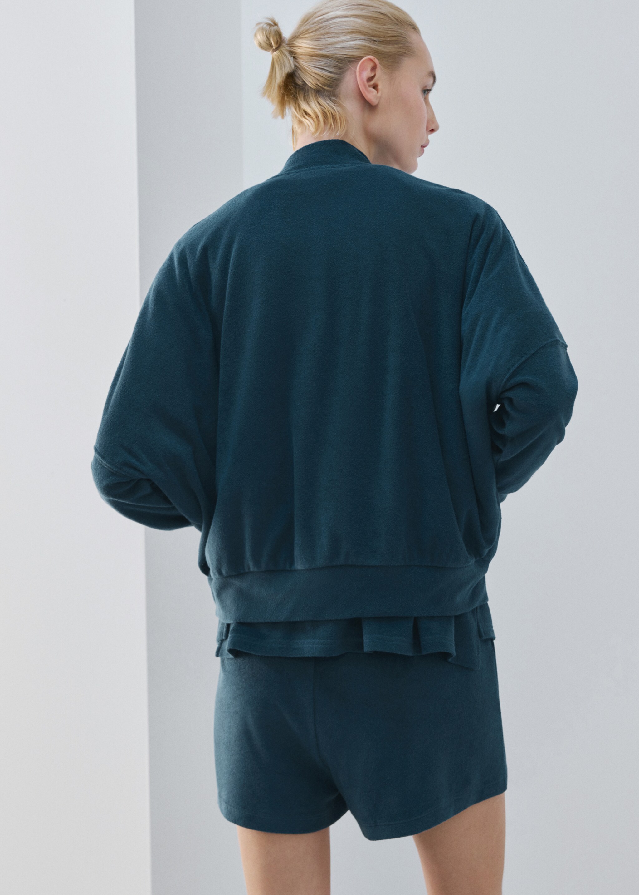 Cárdigan algodón rizo - Reverso del artículo, Azul. Ref: 27083328-00.