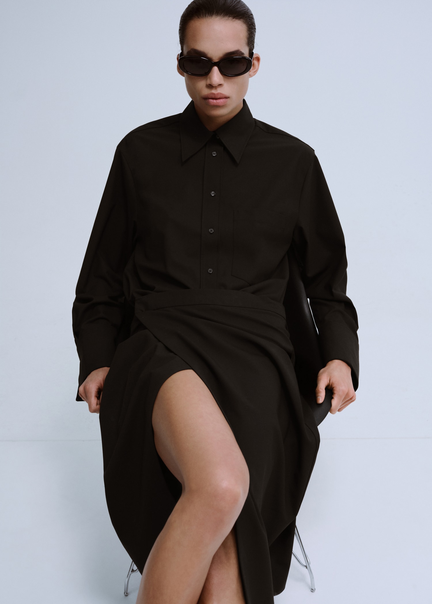 Rechte shirt met zak - Middenvlak