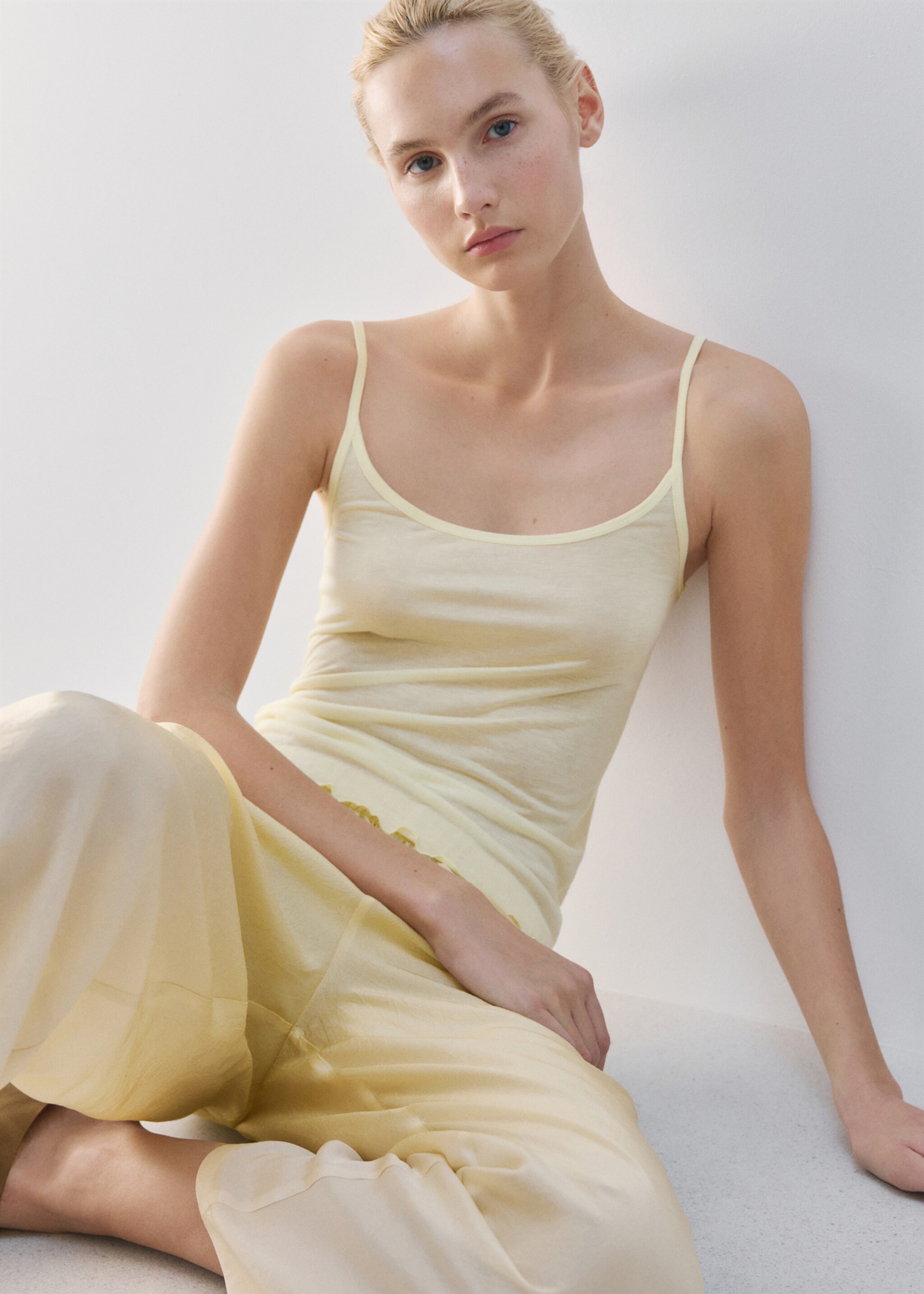 Micromodal tank top - Medium plane, Pastel Yellow. Ref: 27083338-00.
