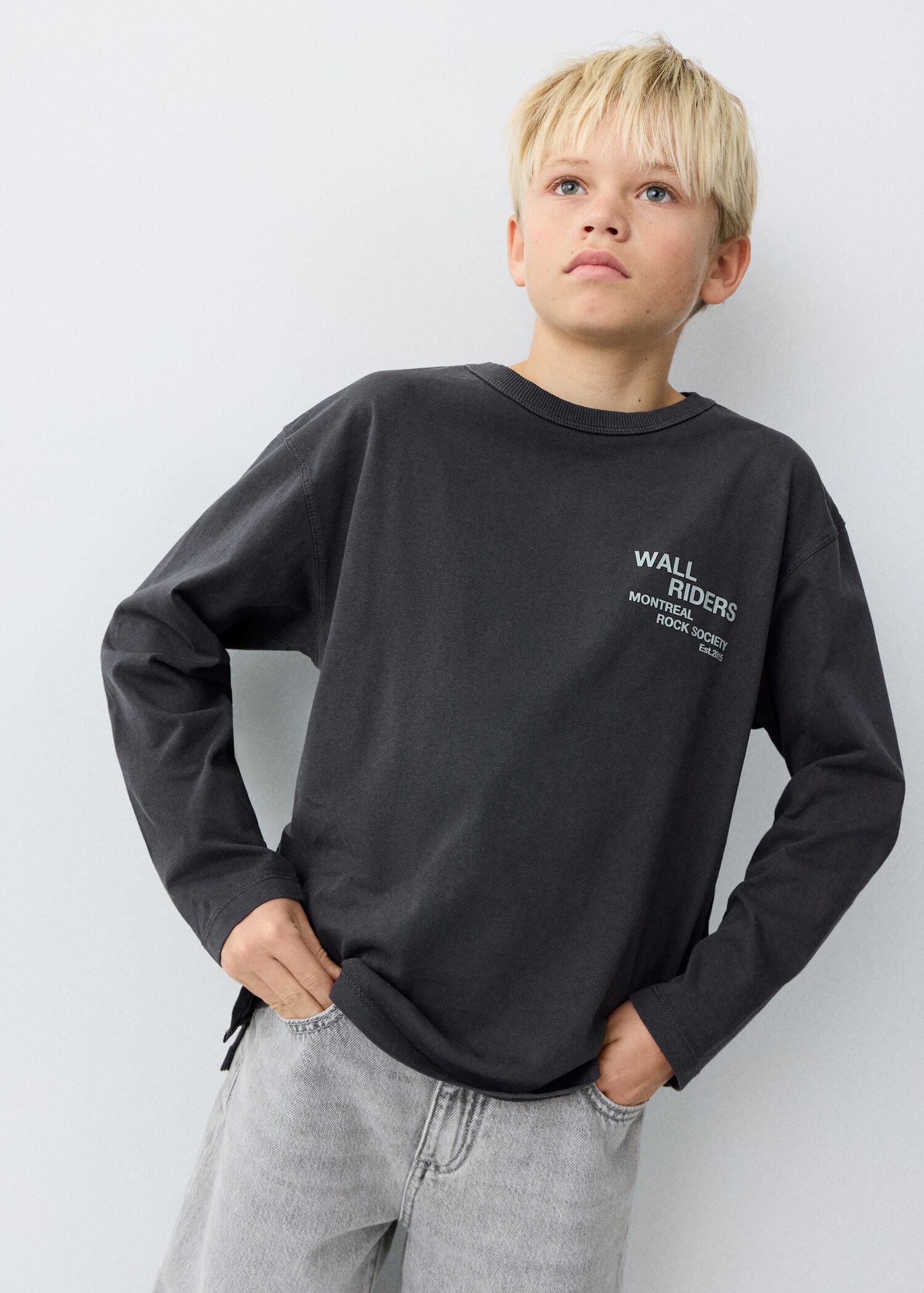 T-shirt texto algodão - Plano médio