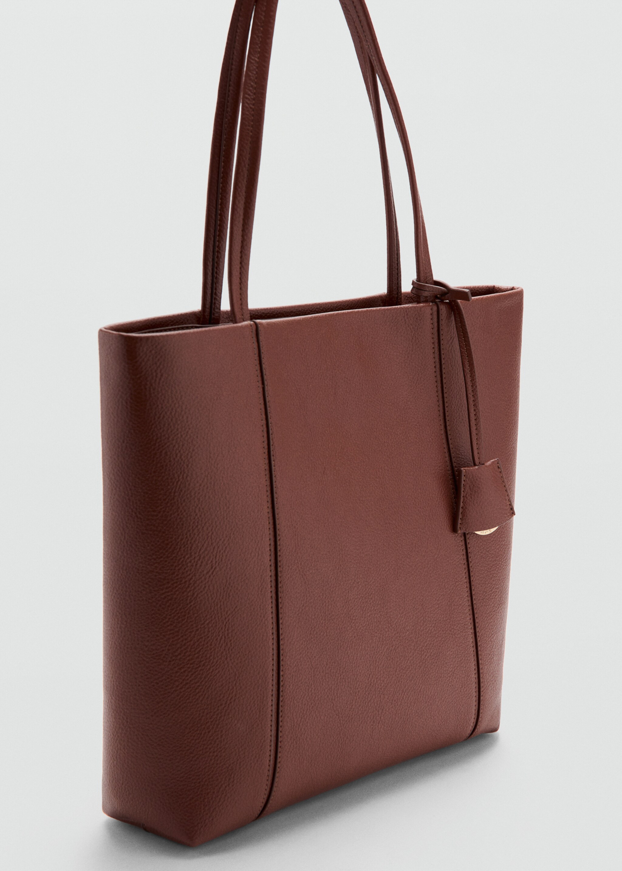 Shopper bag with handles - Medium plane, Leather. Ref: 27083726-00.