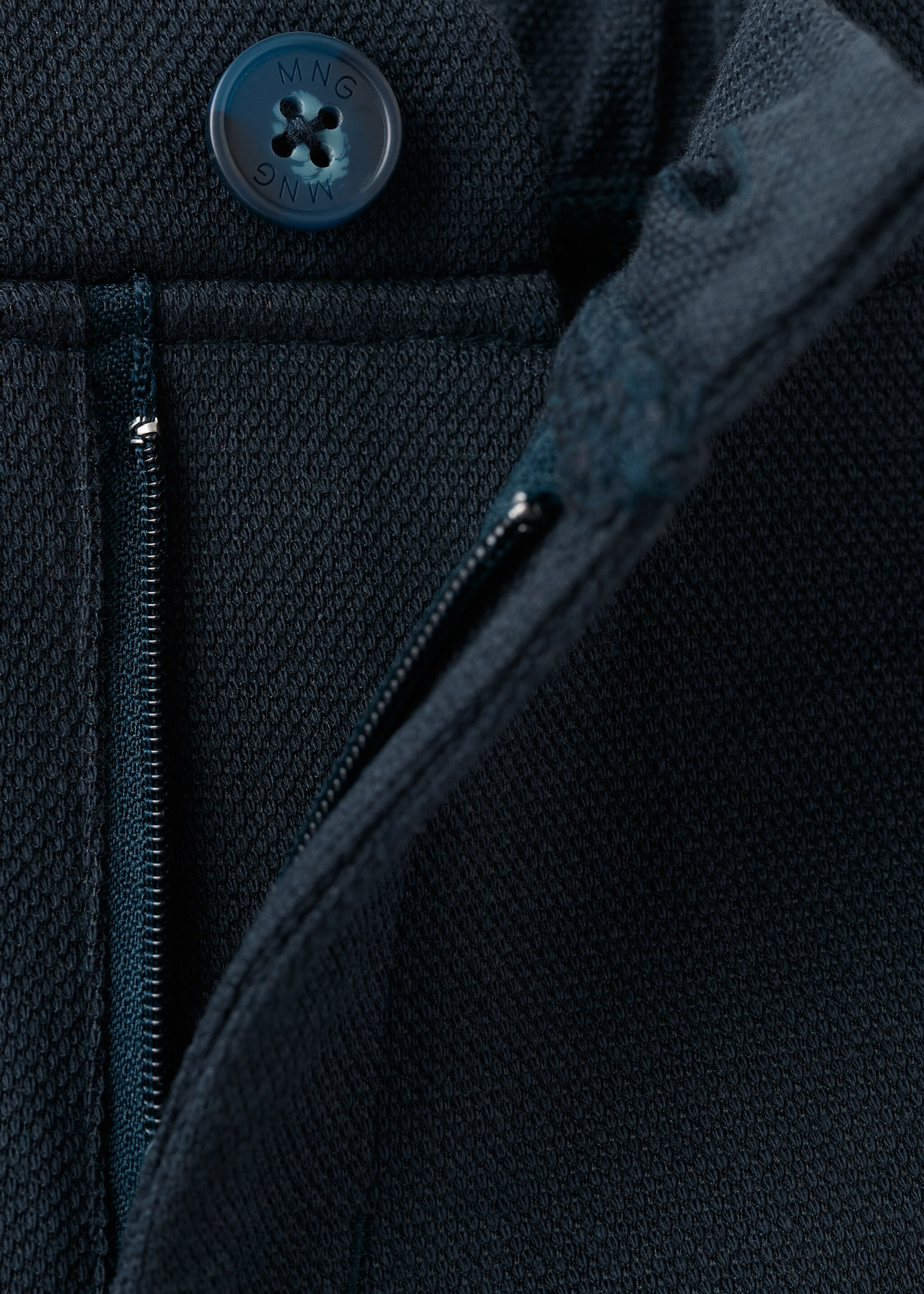 Straight-fit cotton trousers - Details of the article 0, Navy. Ref: 27083730-00.