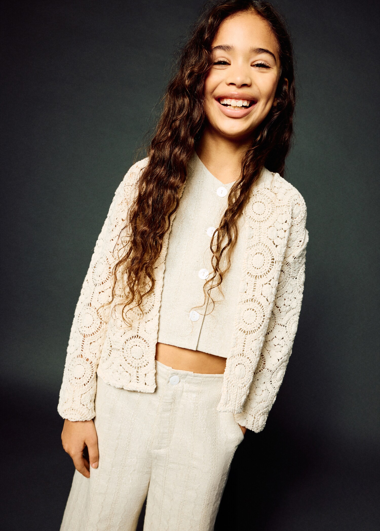 Cardigan maille ajourée - Plan moyen