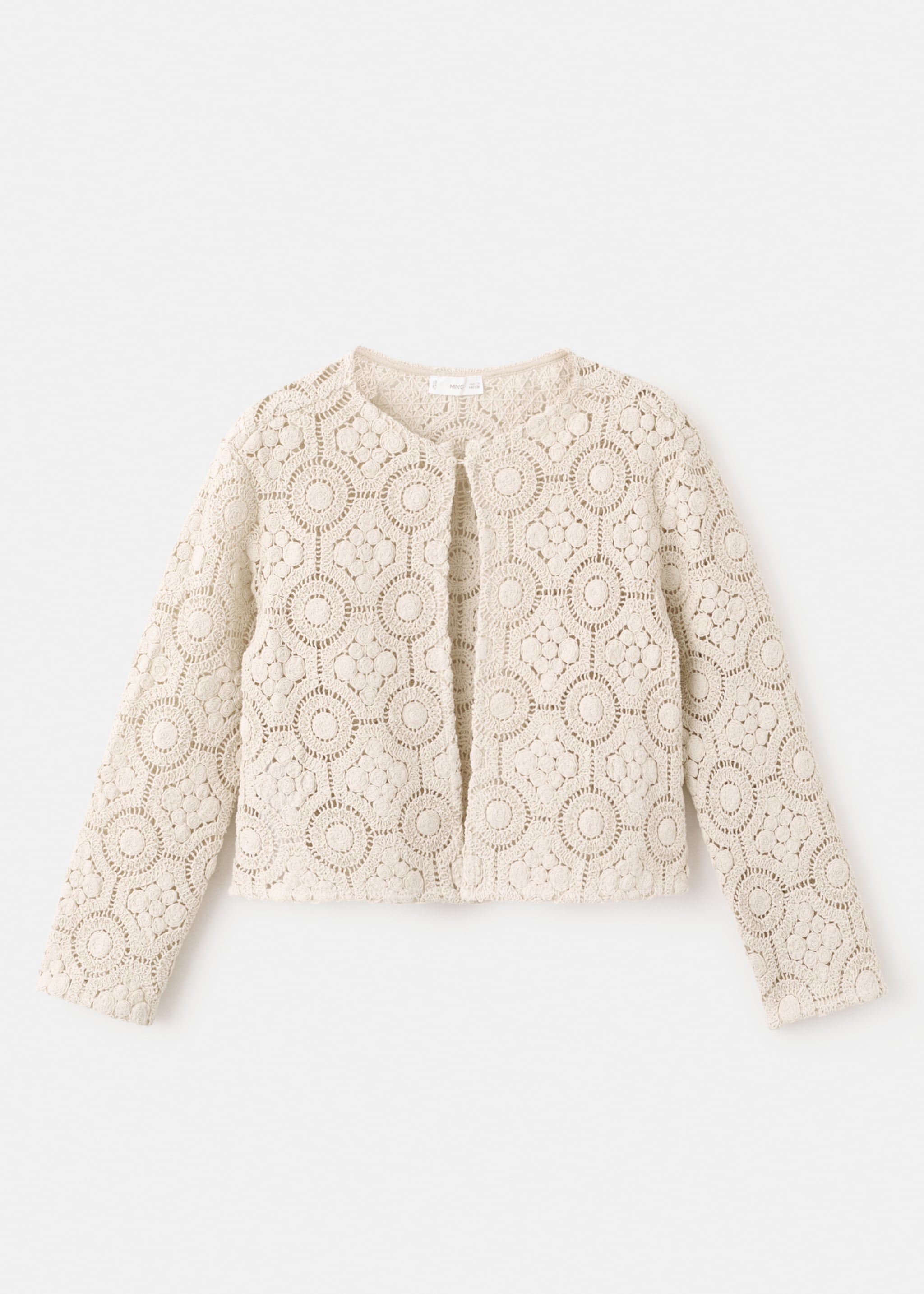 Openwork knit cardigan - Article without model, Sand. Ref: 27083733-00.