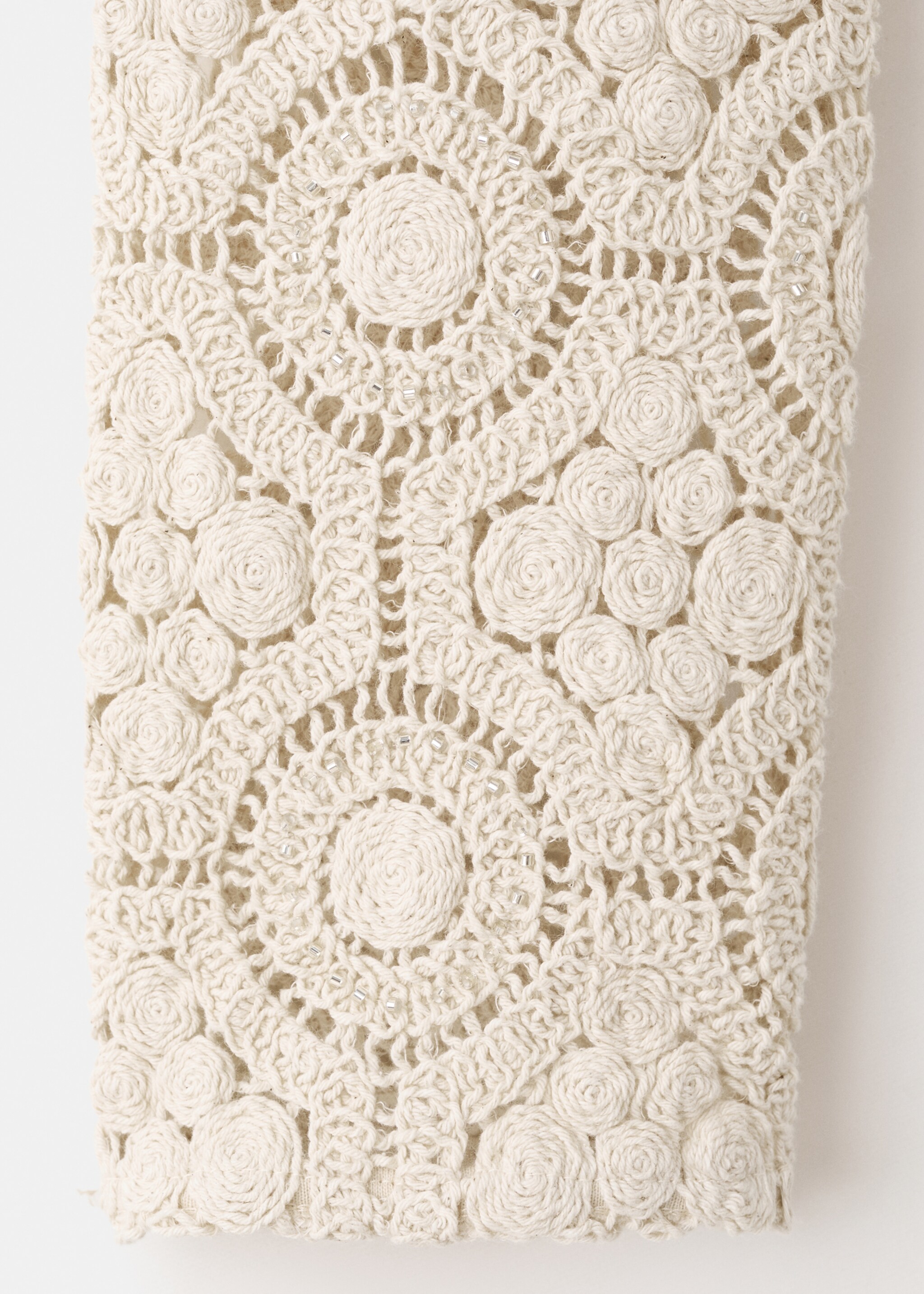 Openwork knit cardigan - Details of the article 0, Sand. Ref: 27083733-00.