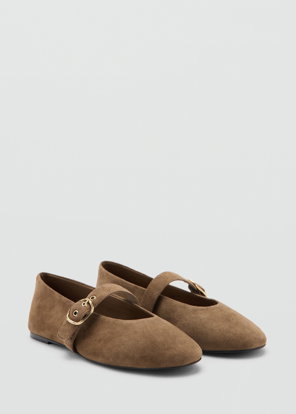 Leather ballerina with buckle strap - image 2