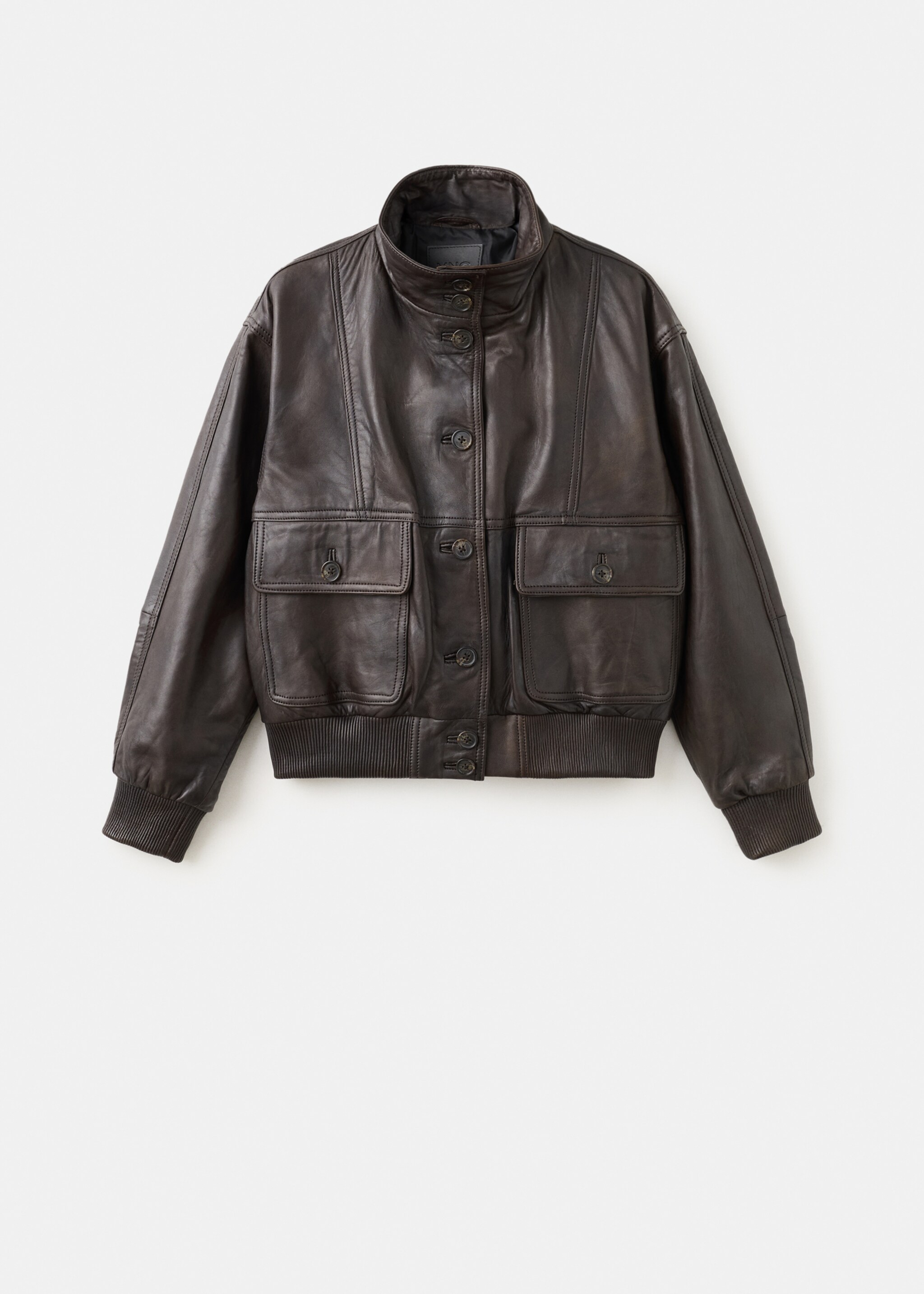 Oversize leather biker - Article without model, Brown. Ref: 27084044-00.