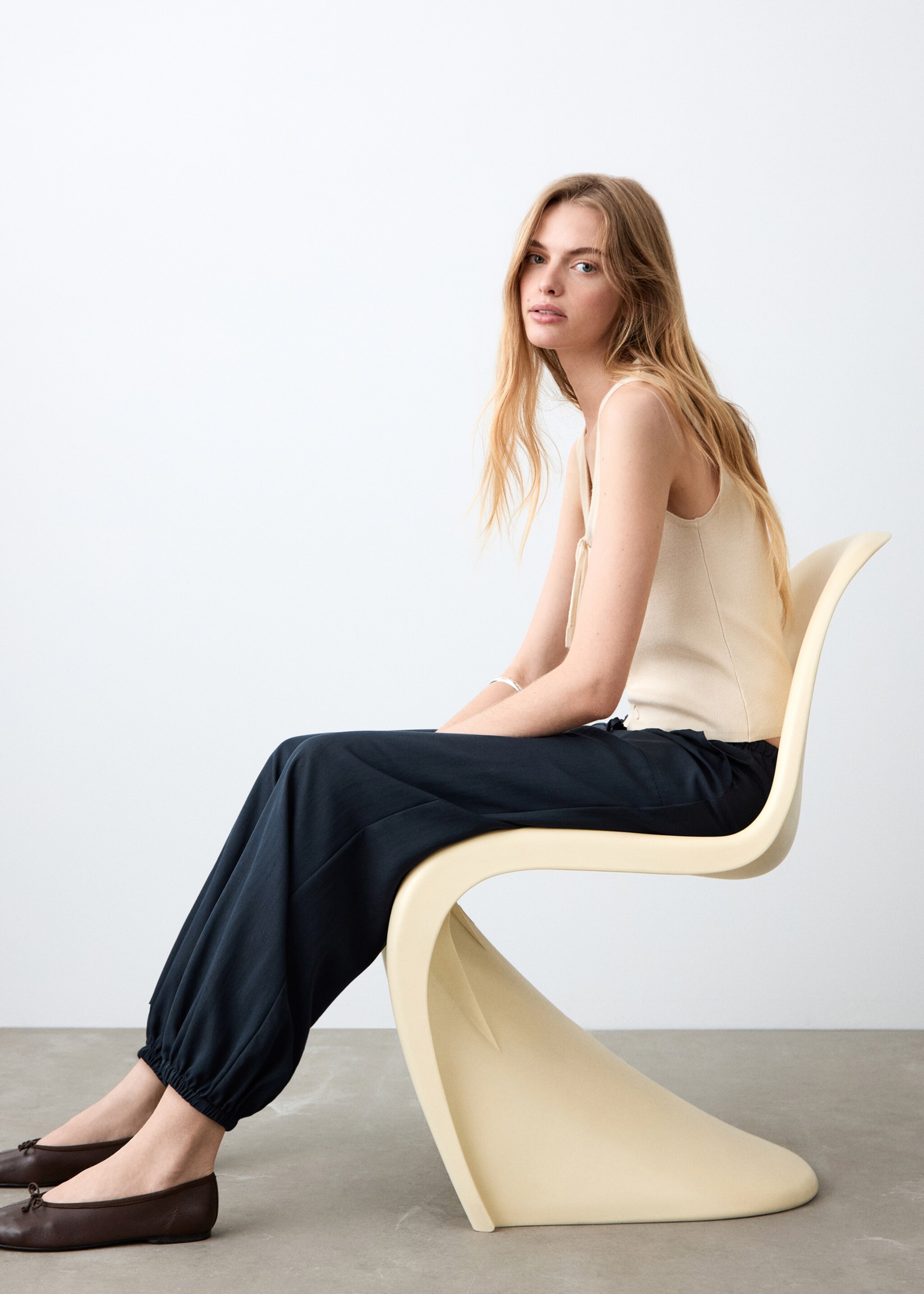 Cotton balloon trousers - تفاصيل المنتج 2, أزرق غامق. Ref: 27084050-00.