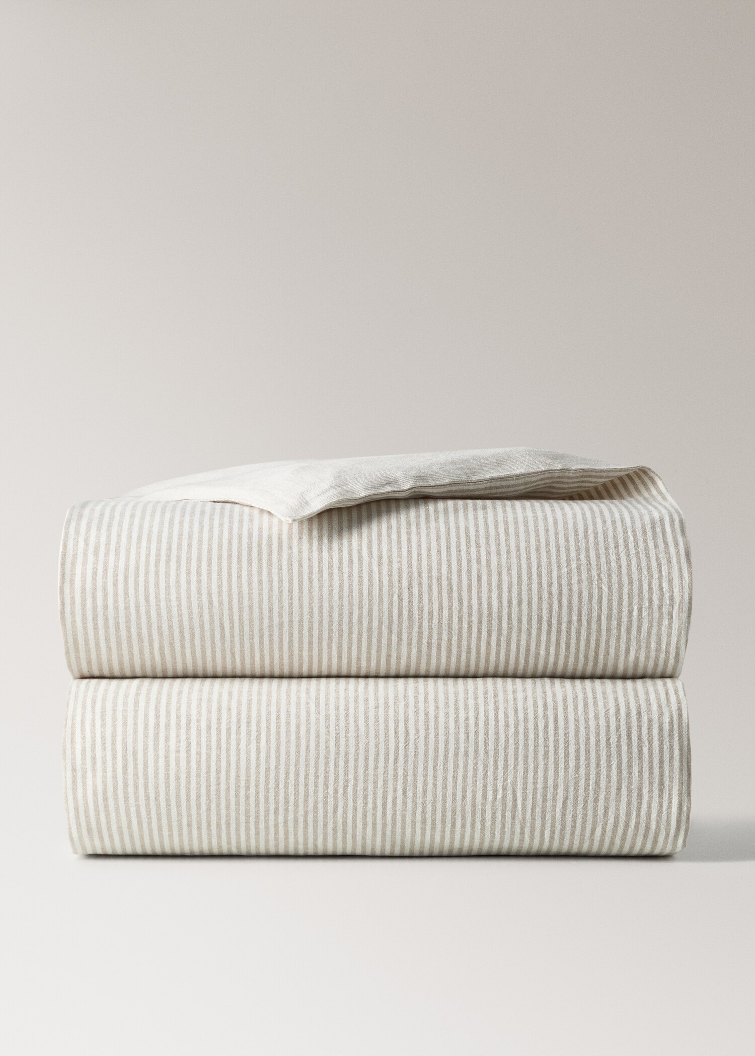 Cot bed duvet cover in cotton and linen with stripes - Article without model
