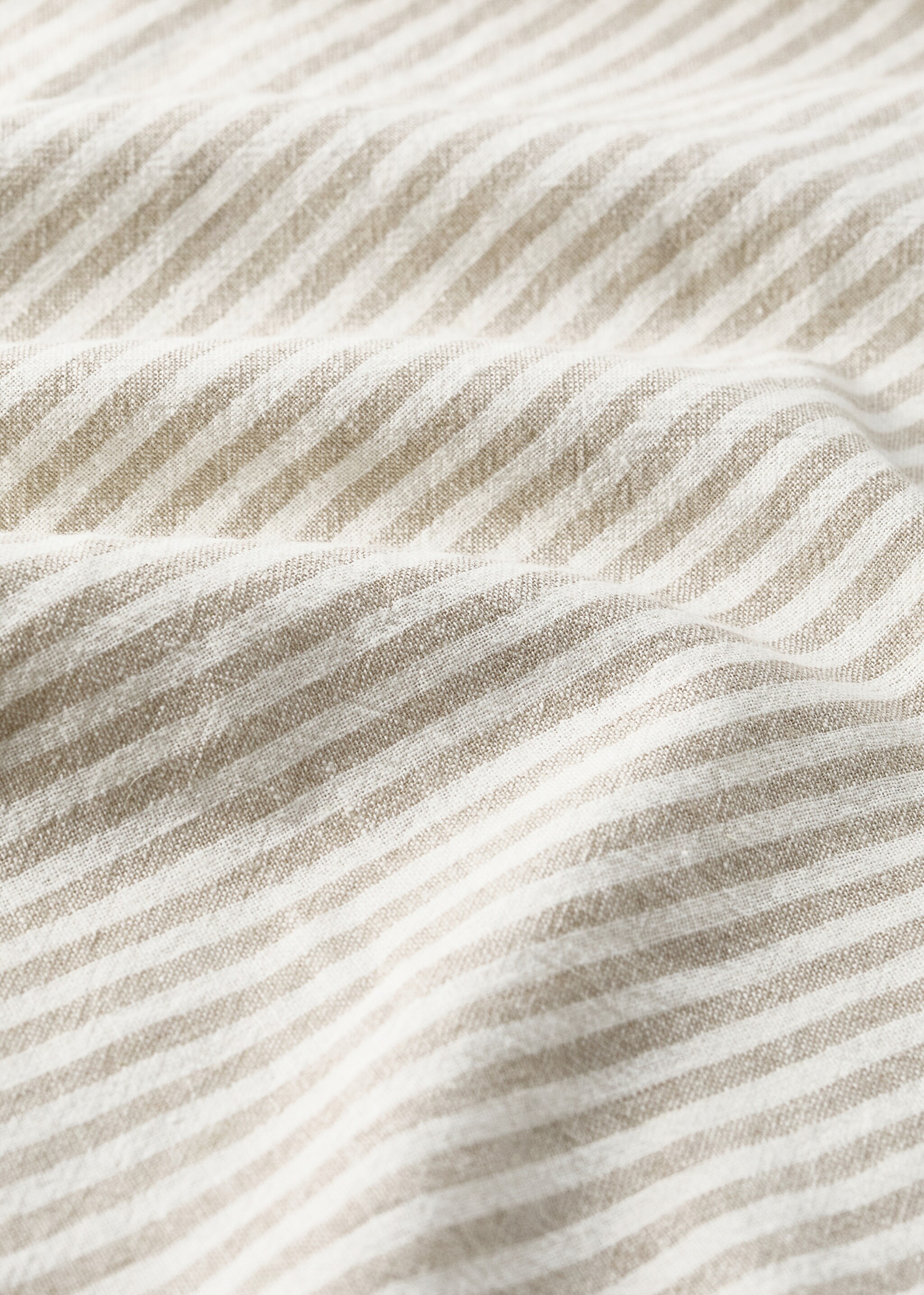 Cot bed duvet cover in cotton and linen with stripes - Details of the article 1, Sand. Ref: 27084055-00.