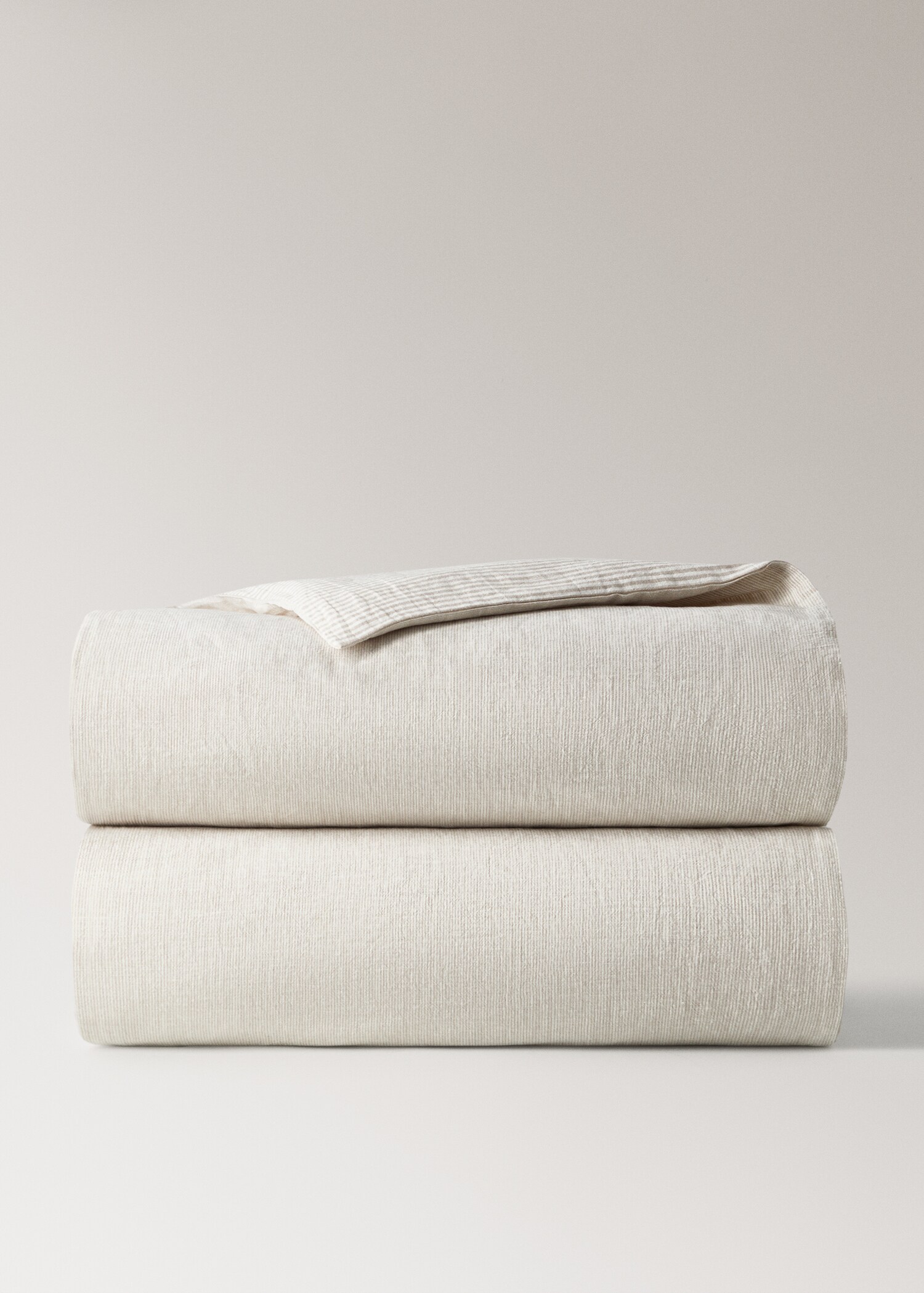 Cot bed duvet cover in cotton and linen with stripes - Details of the article 3