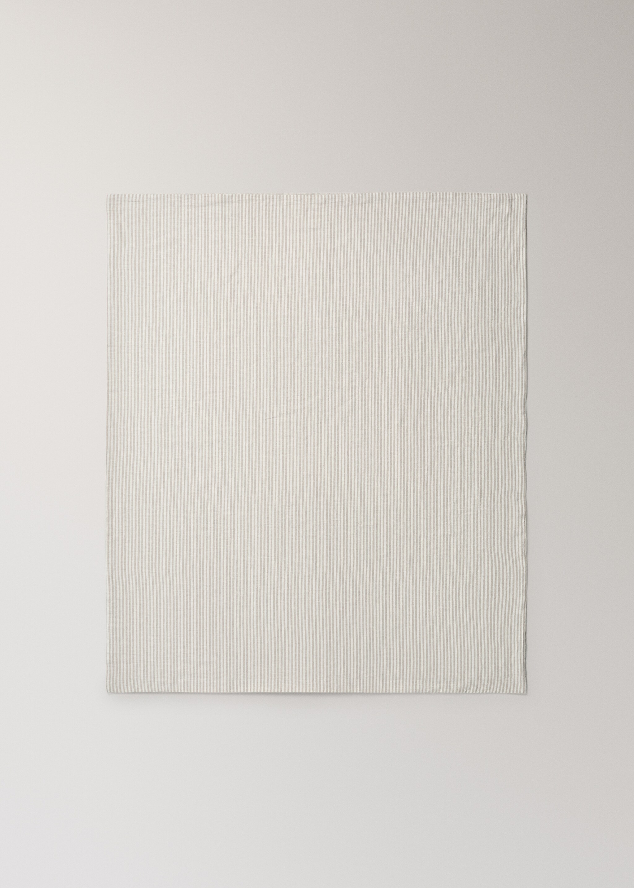 Cot bed duvet cover in cotton and linen with stripes - Details of the article 4, Sand. Ref: 27084055-00.