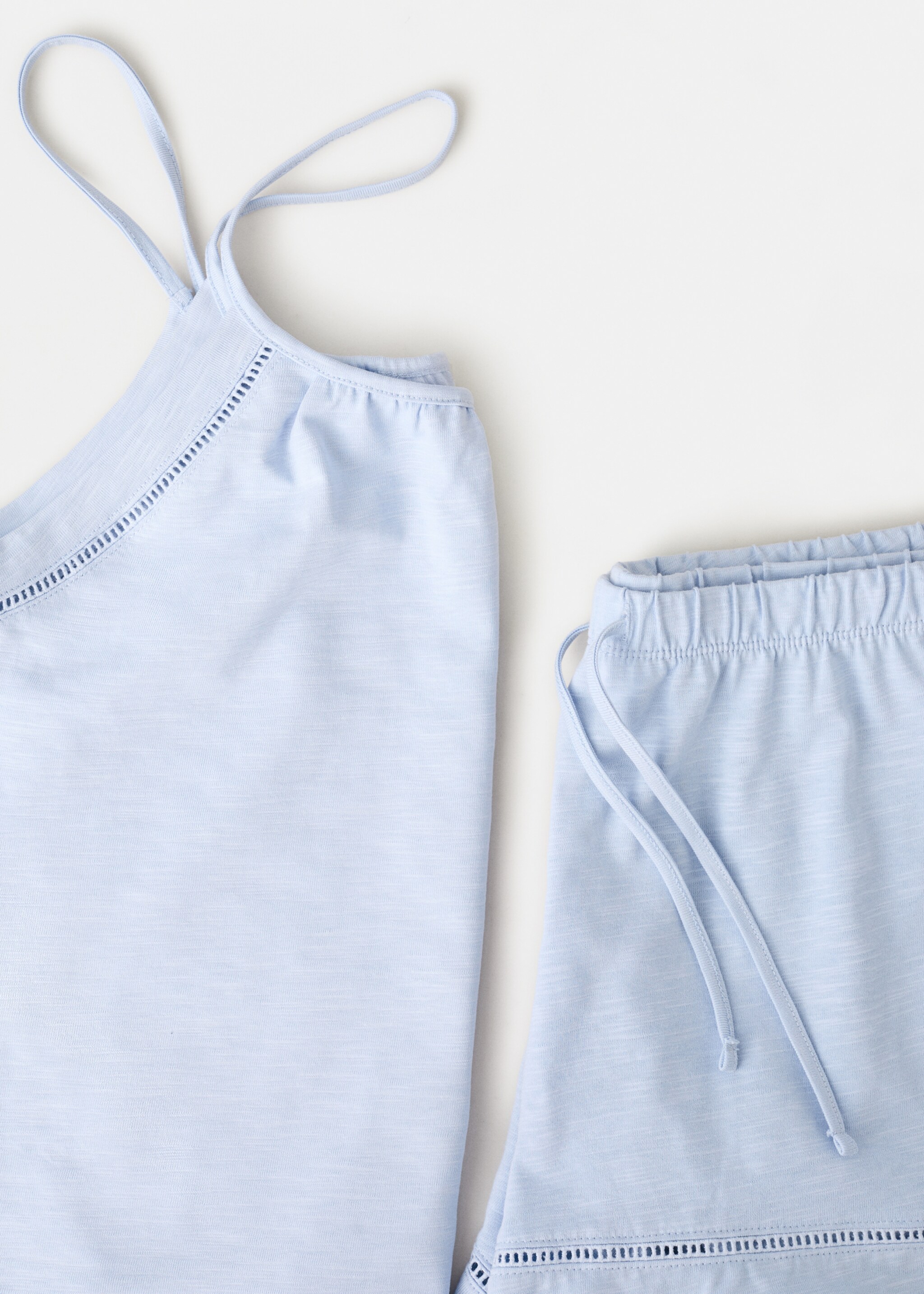 100% cotton pyjamas set - Details of the article 8, Sky Blue. Ref: 27084068-00.