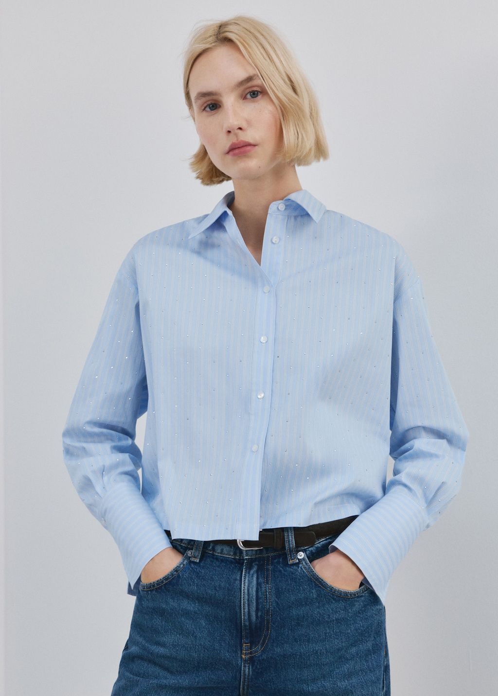 Striped crop top with strass