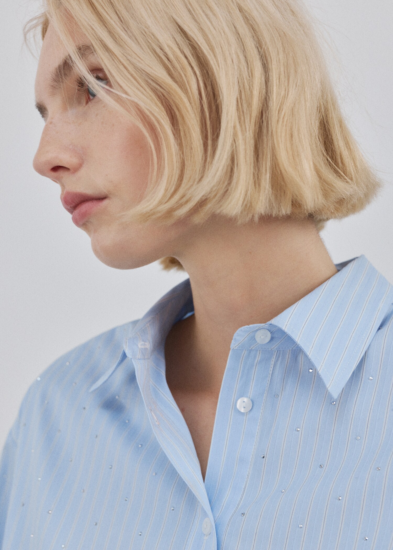 Camisa crop rayas strass - Detalle del artículo 1