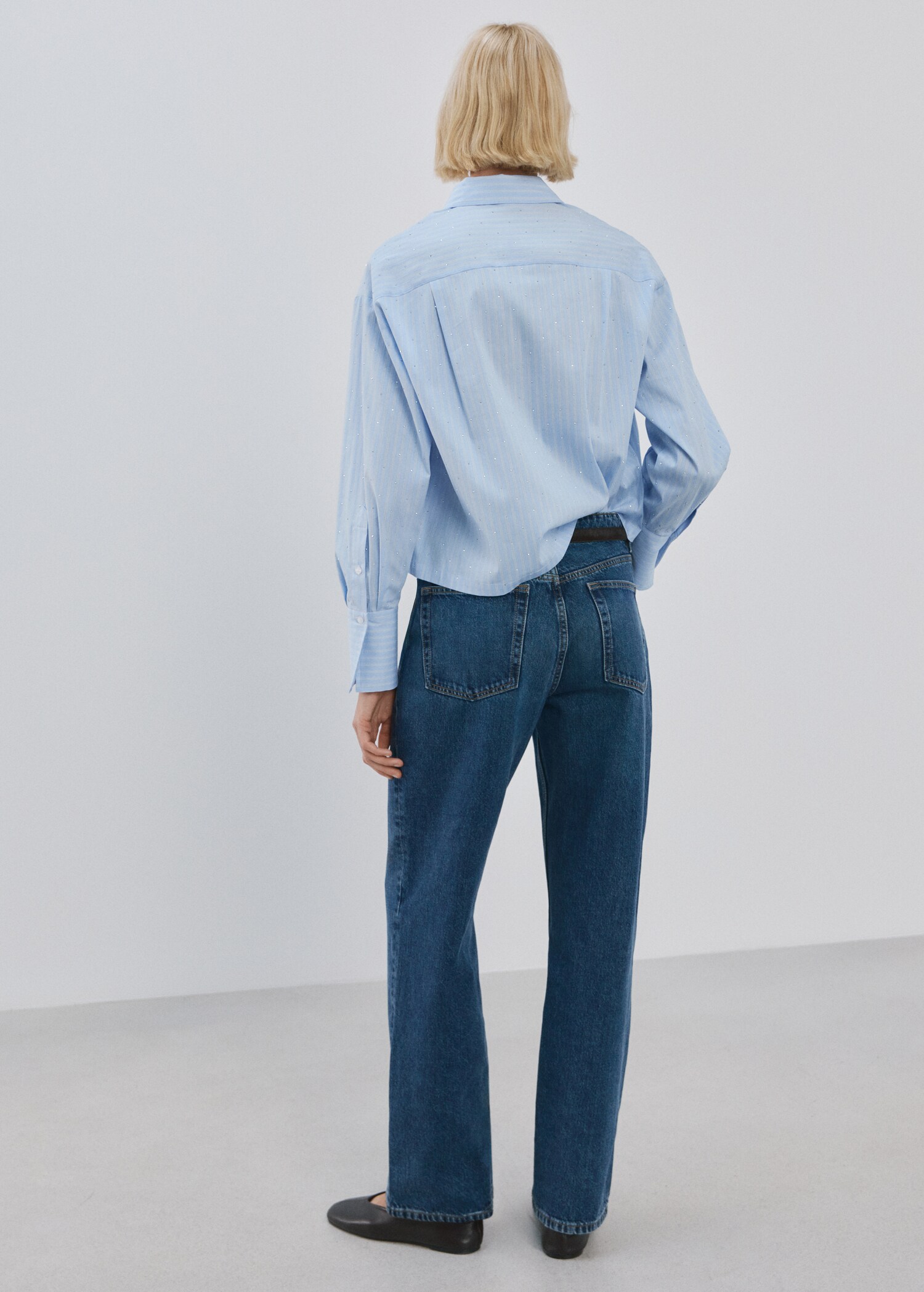 Camisa crop rayas strass - Reverso del artículo