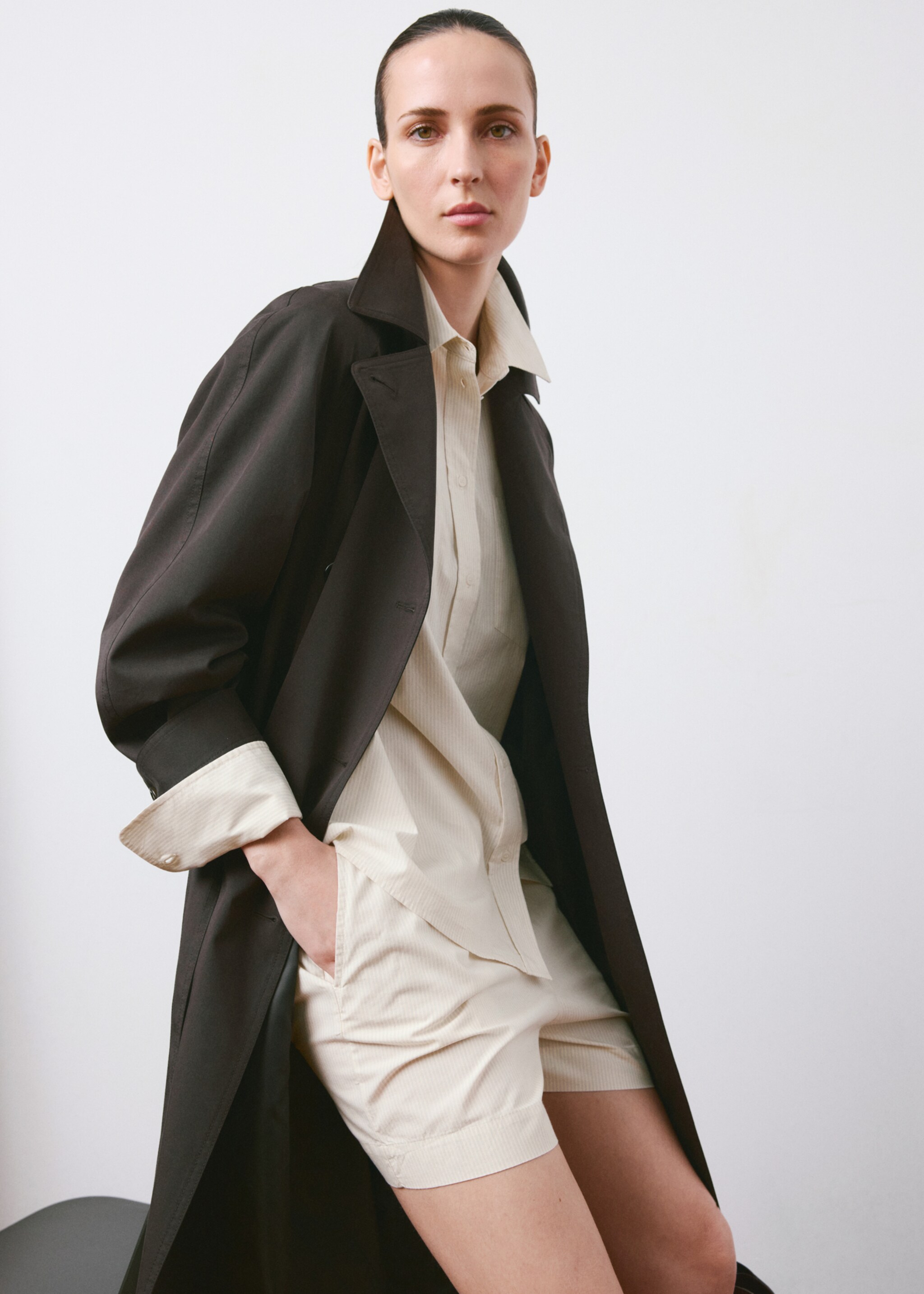 Short coton taille élastique - Détail de l'article 2, Écru. Ref: 27084080-00.