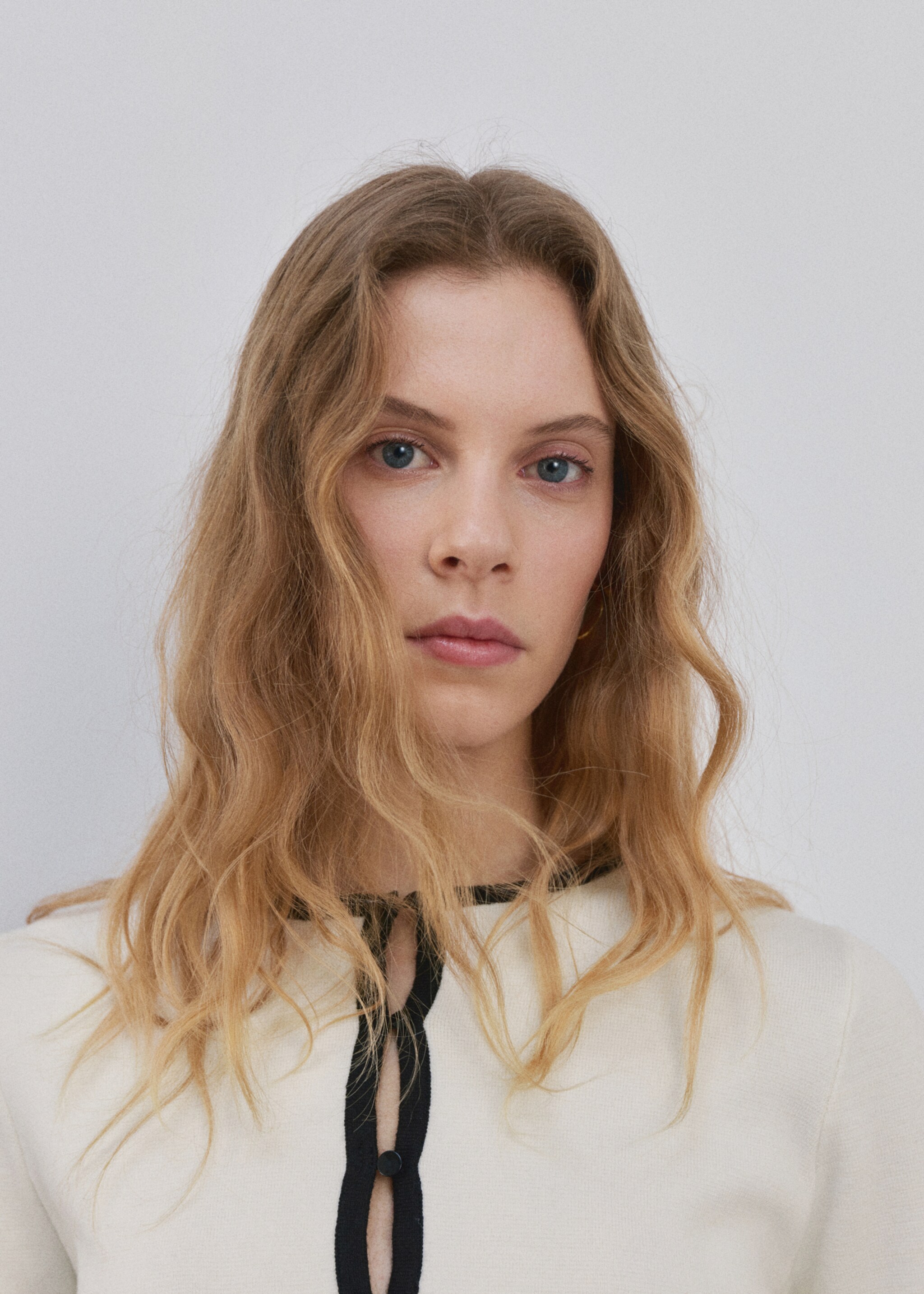 Veste maille liserés contrastants - Détail de l'article 1, Écru. Ref: 27084084-00.