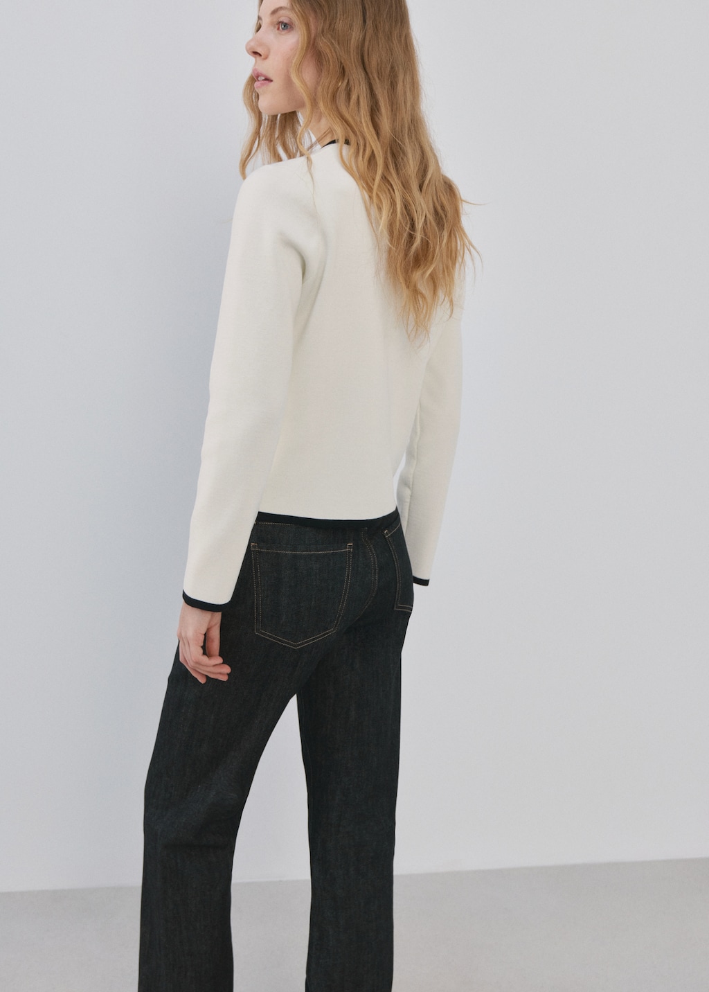 Contrasting ribbed cardigan - image 3