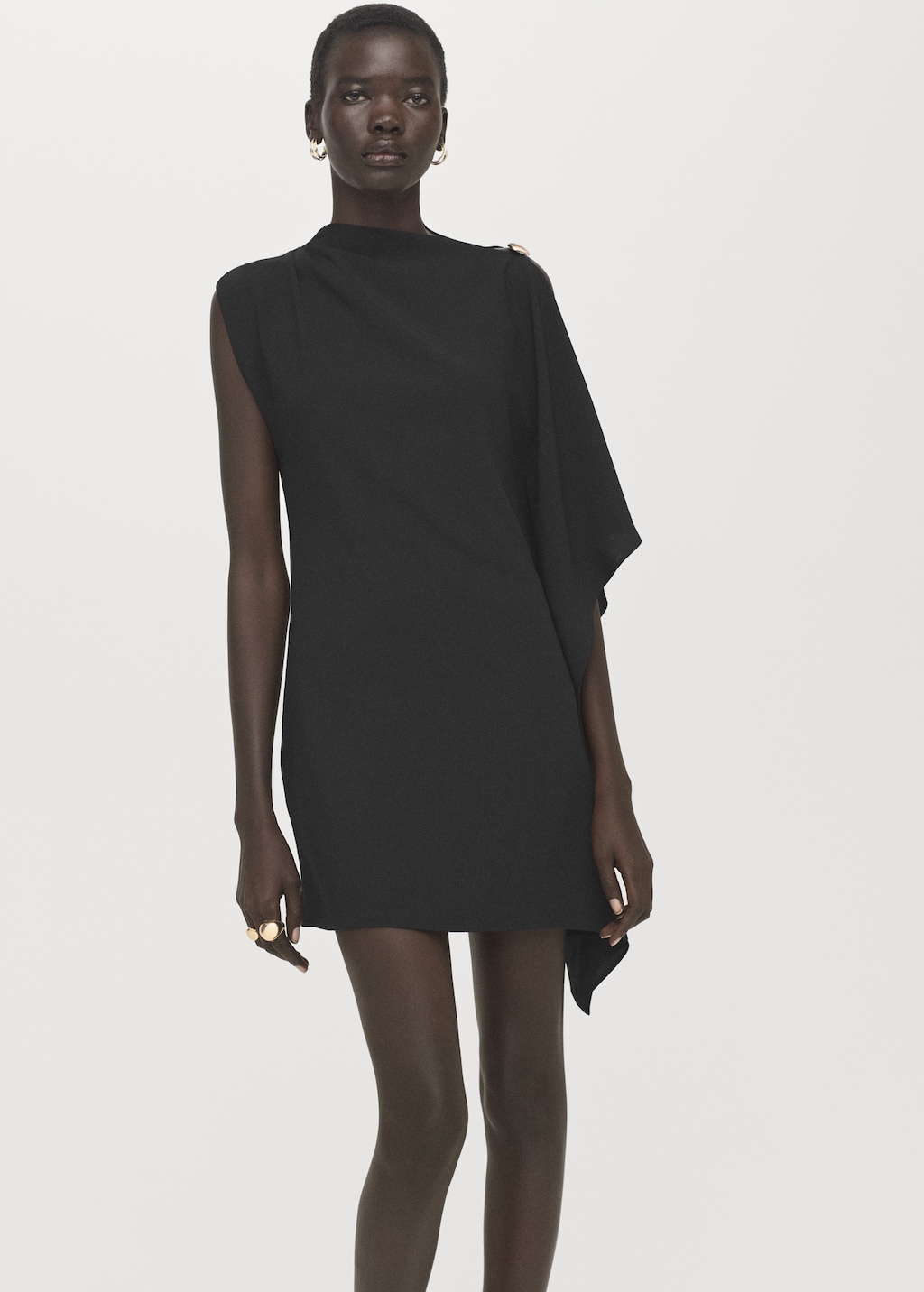 Short asymmetrical sleeve dress - image 4