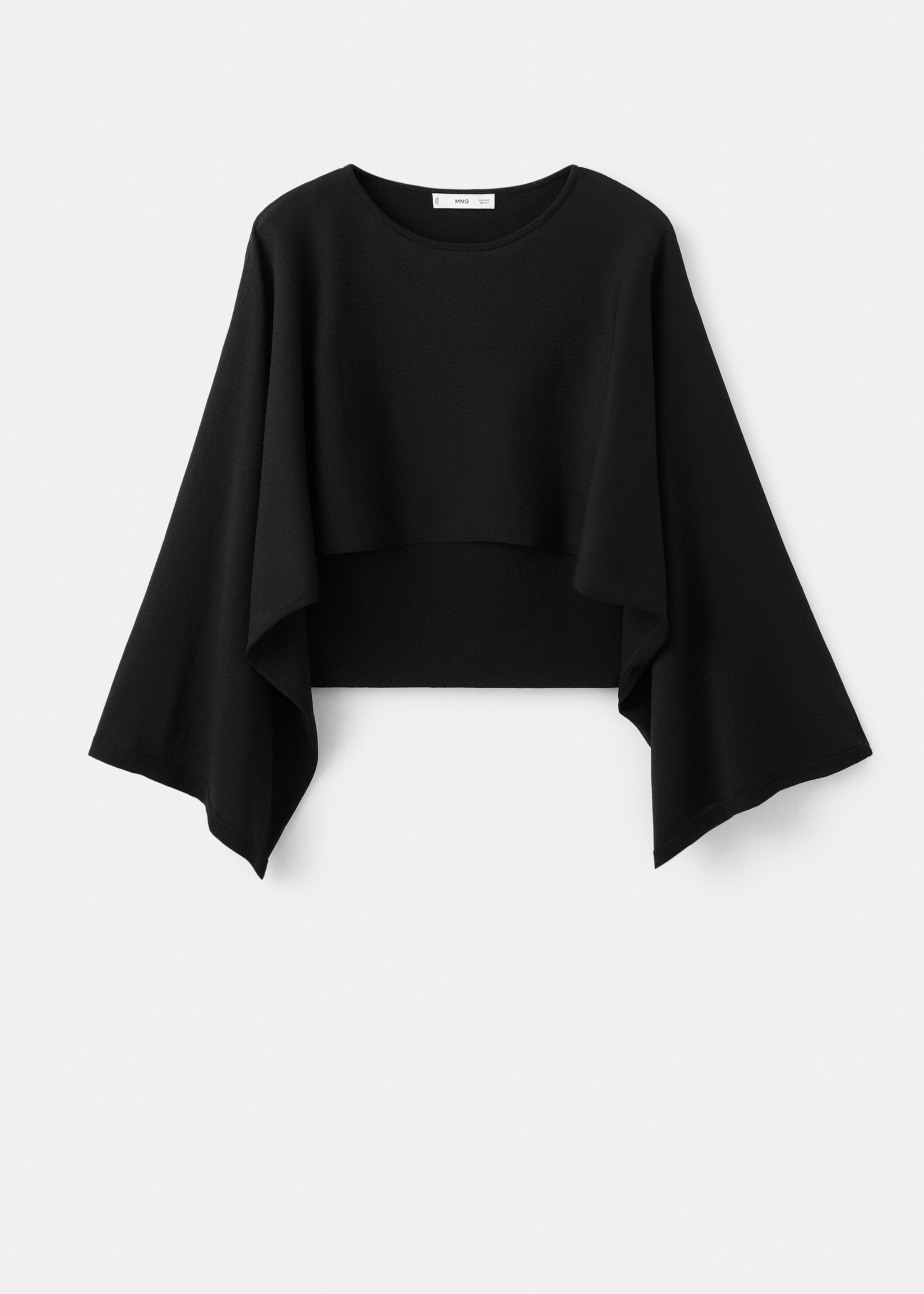 Round neck knitted cape - Article without model, Black. Ref: 27084088-00.