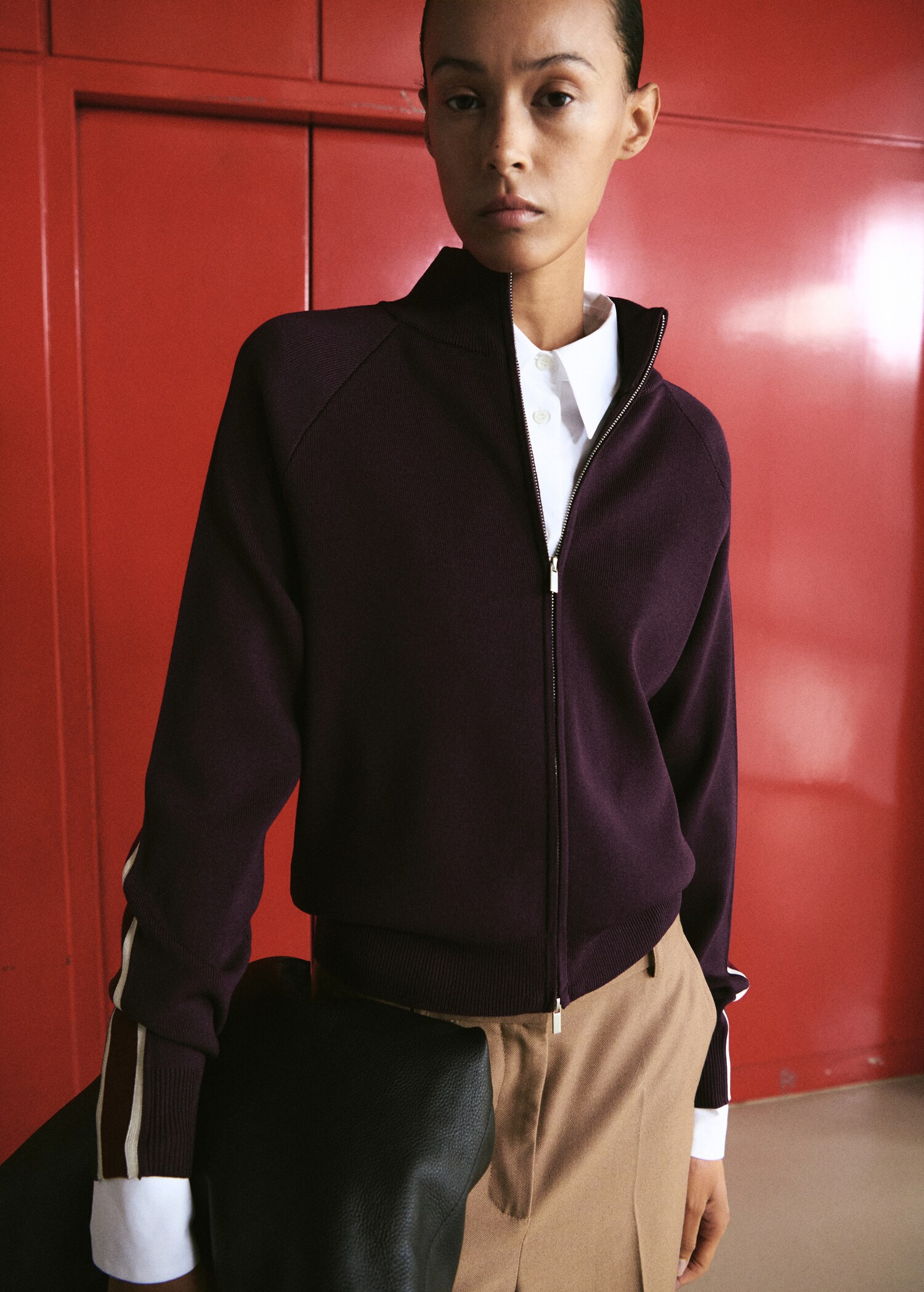 Cardigan maille rayures - Plan moyen