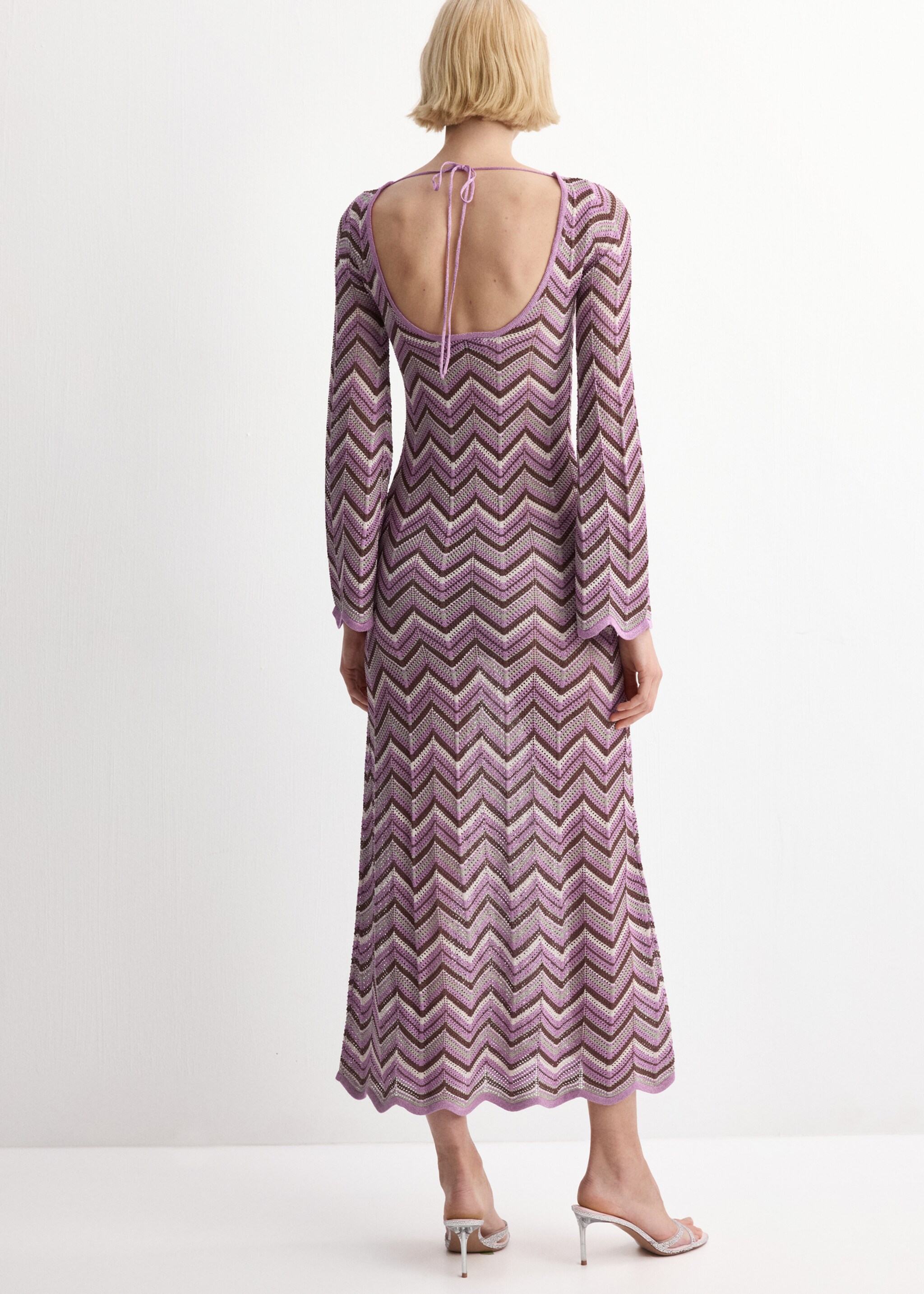 Long flared knitted dress - Reverse of the article, Purple. Ref: 27084091-00.