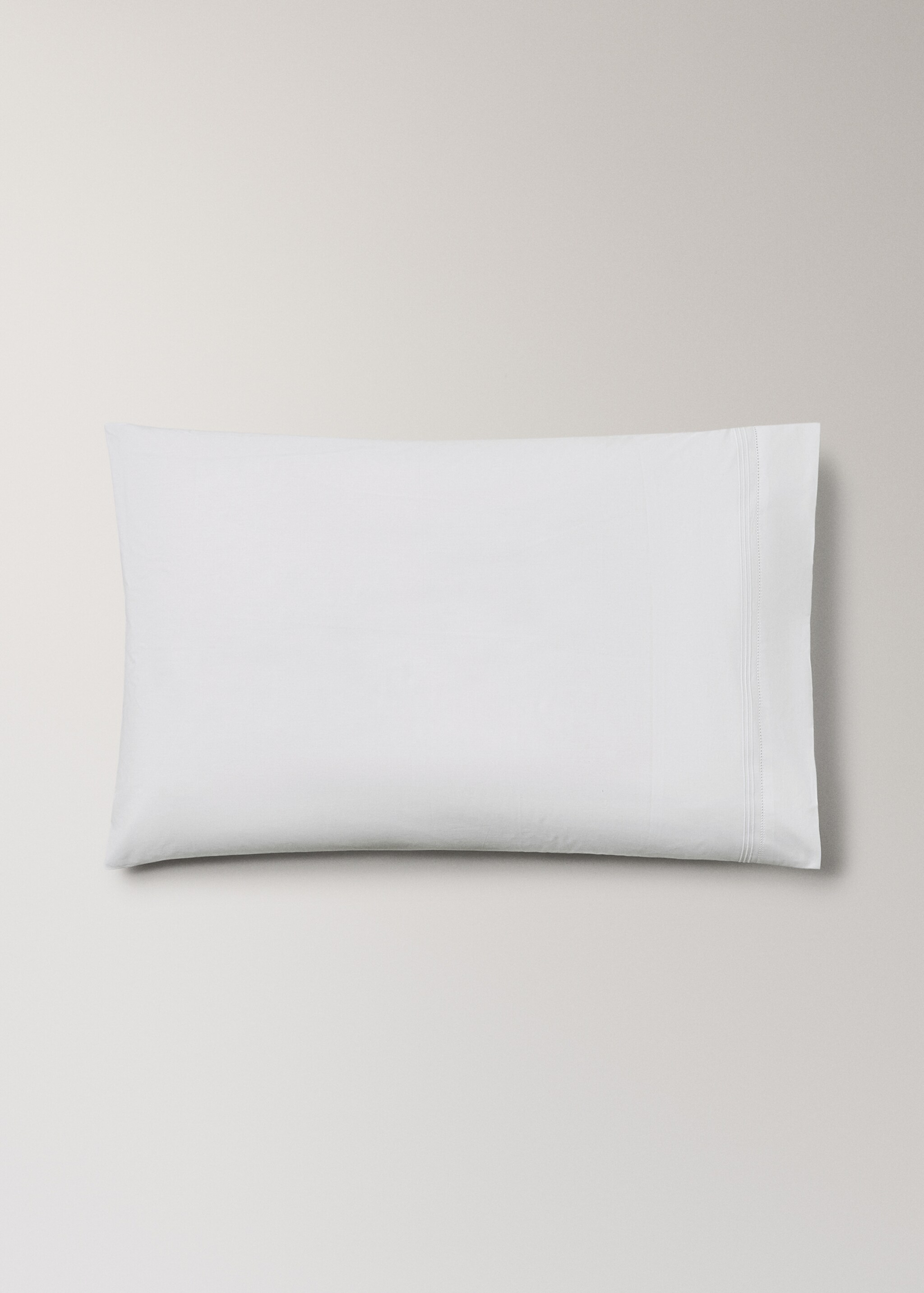 Cotton percale pillowcase with hemstitch 45x110cm - Article without model, White. Ref: 27084093-00.