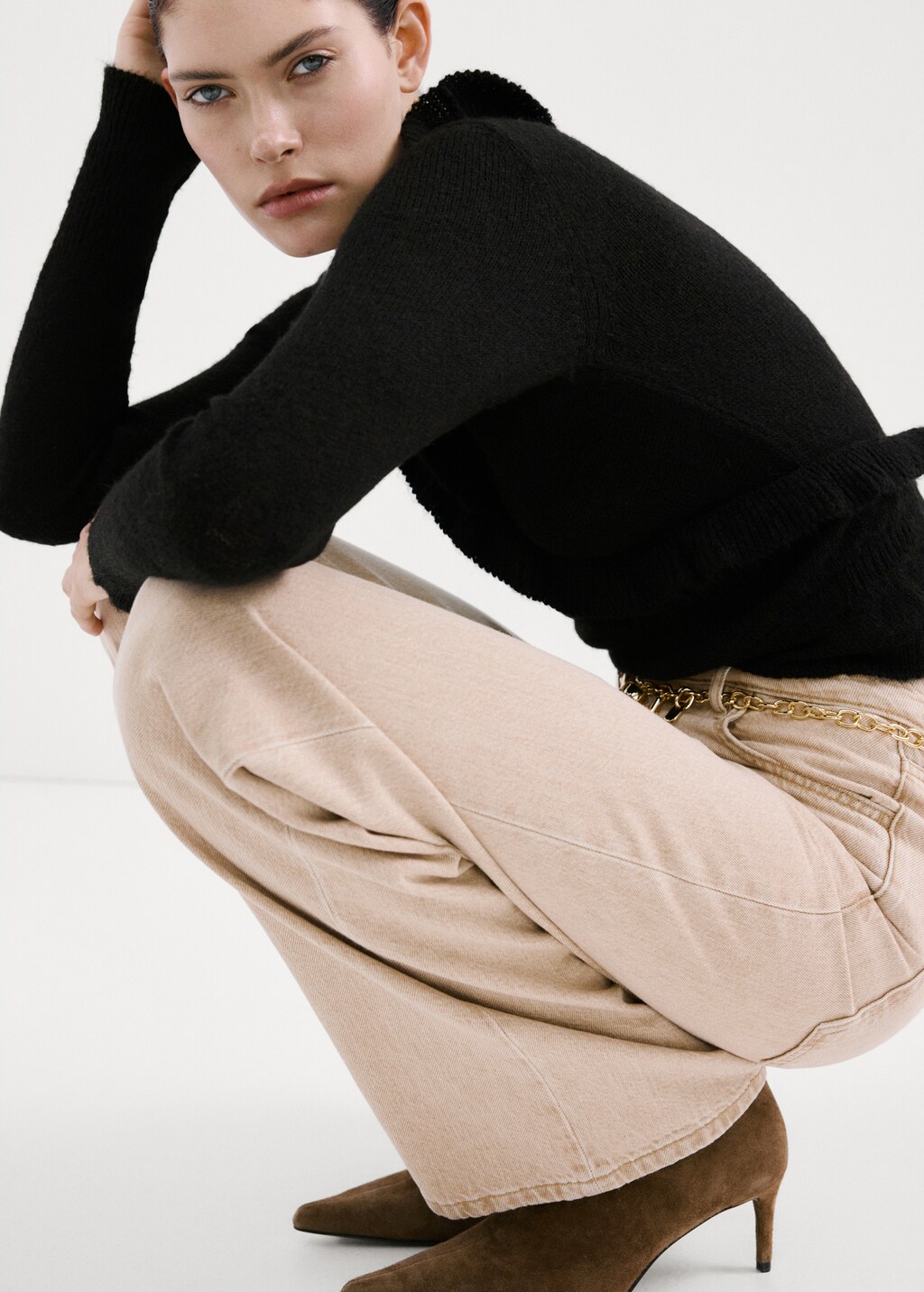 Mango Ruffle  knit cardigan
