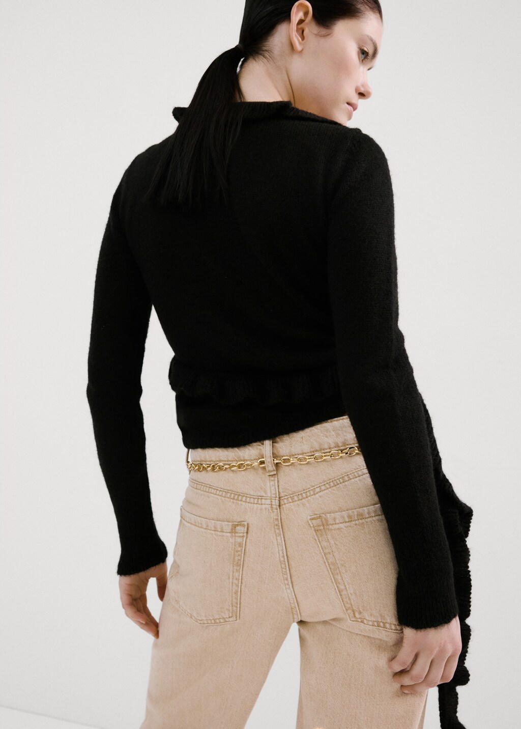 Mango Ruffle  knit cardigan