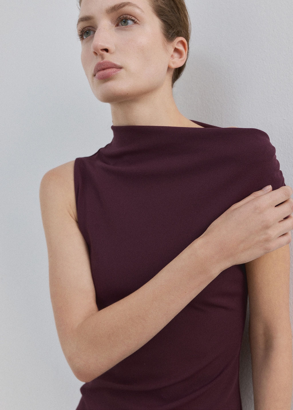 Mango Asymmetrical-neck midi-dress