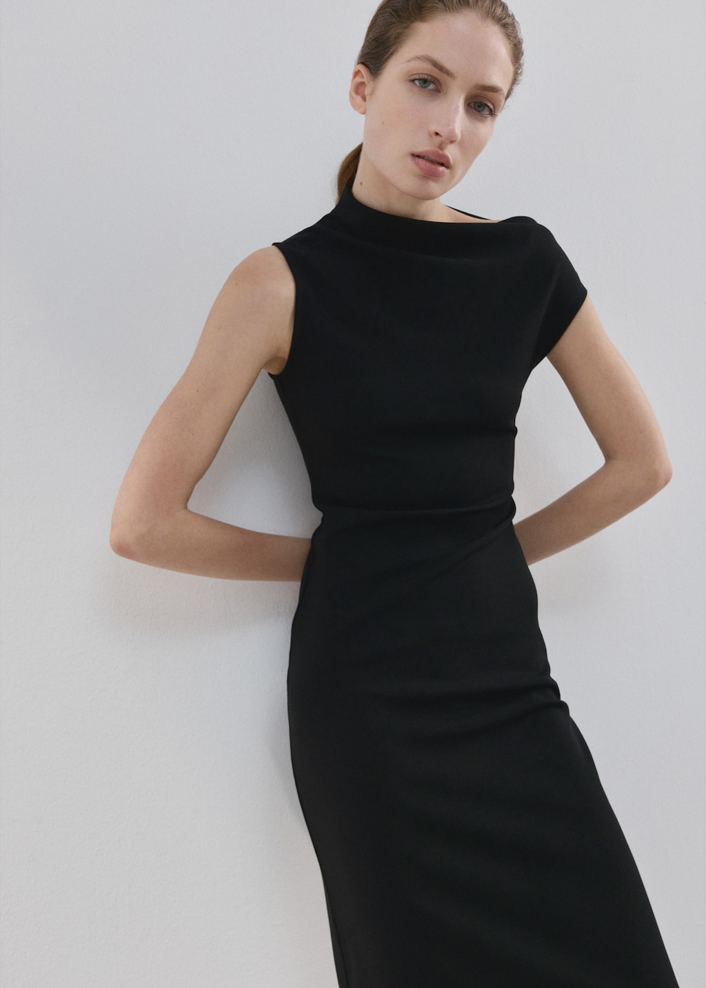 Mango Asymmetrical-neck midi-dress