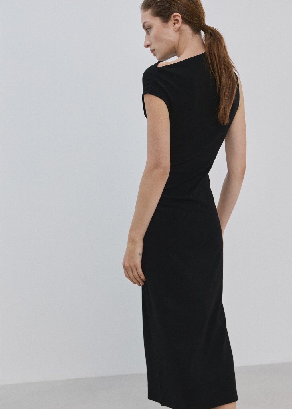 Mango Asymmetrical-neck midi-dress
