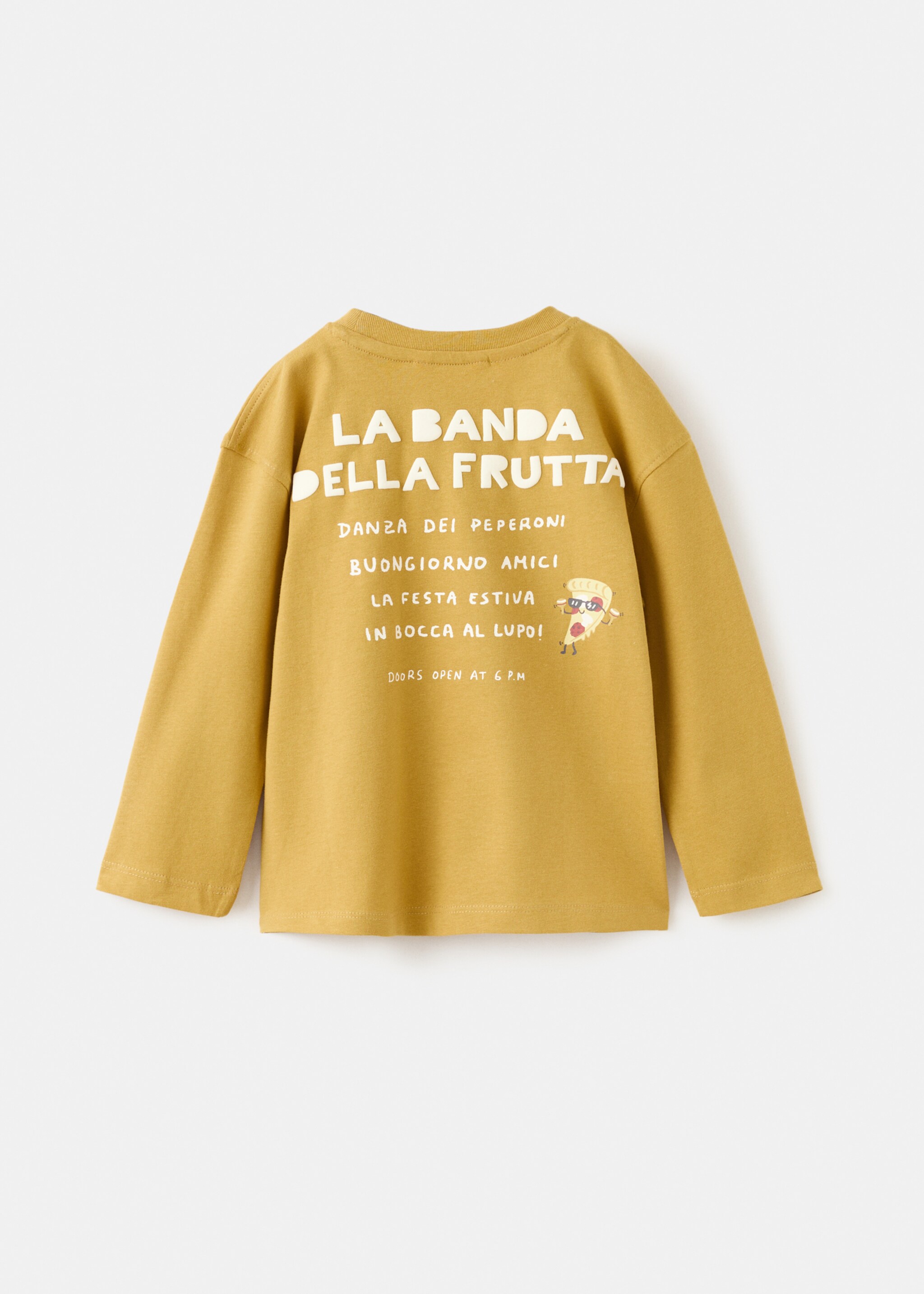 Camiseta algodón estampado dibujo - Reverso del artículo, Mostaza. Ref: 27084408-00.