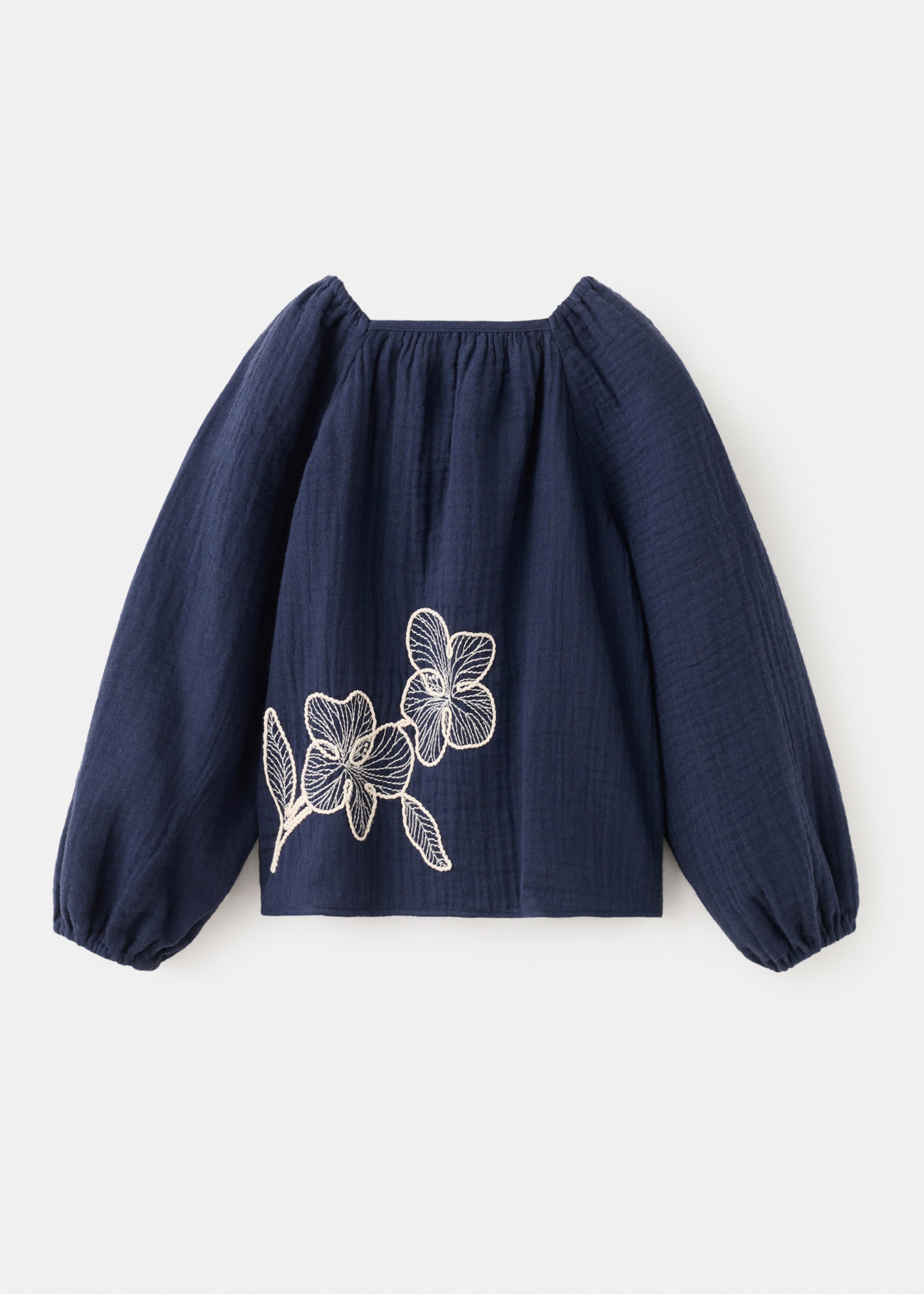 Floral embroidery blouse - Article without model, Navy. Ref: 27084413-00.