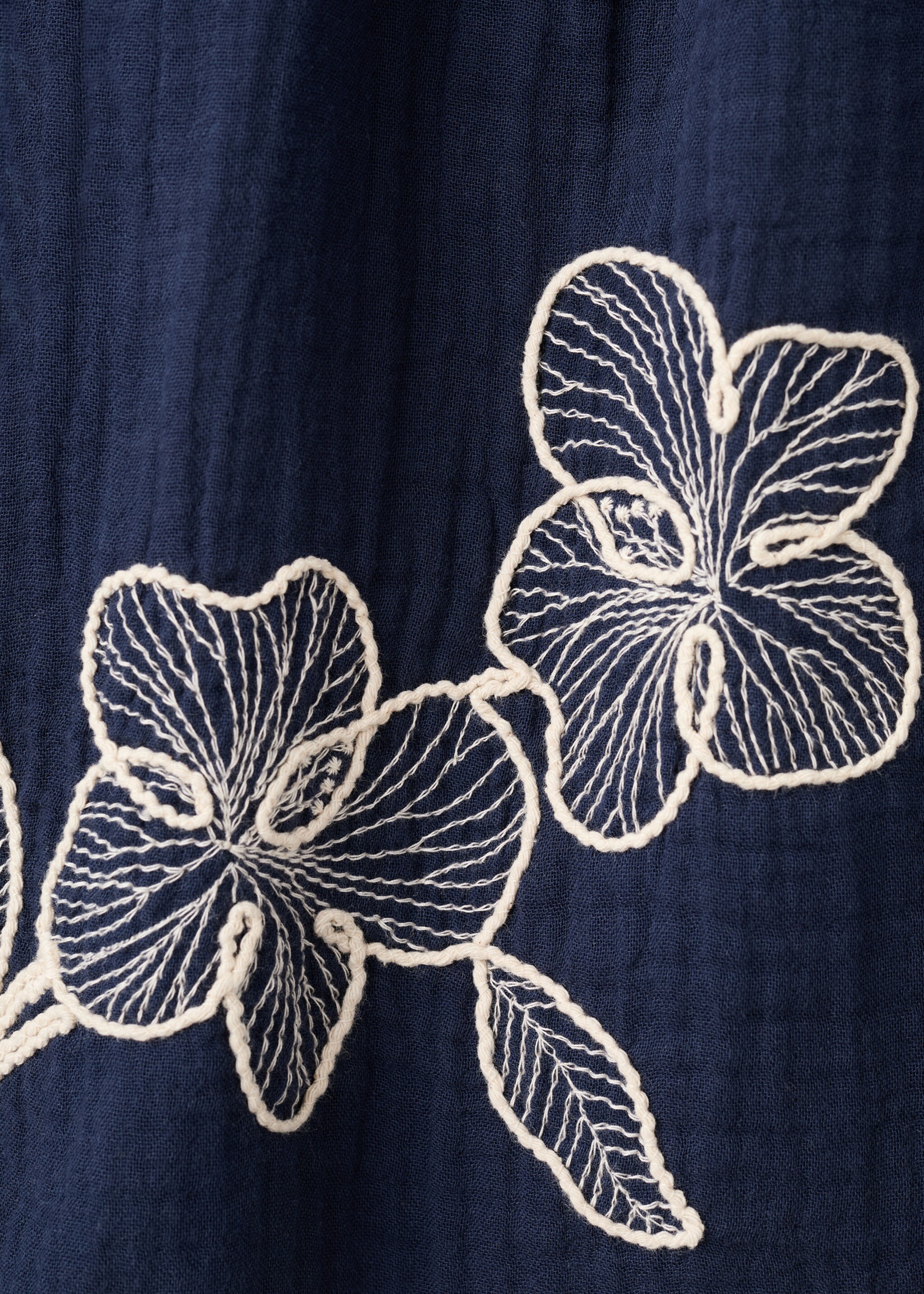 Floral embroidery blouse - Details of the article 0, Navy. Ref: 27084413-00.