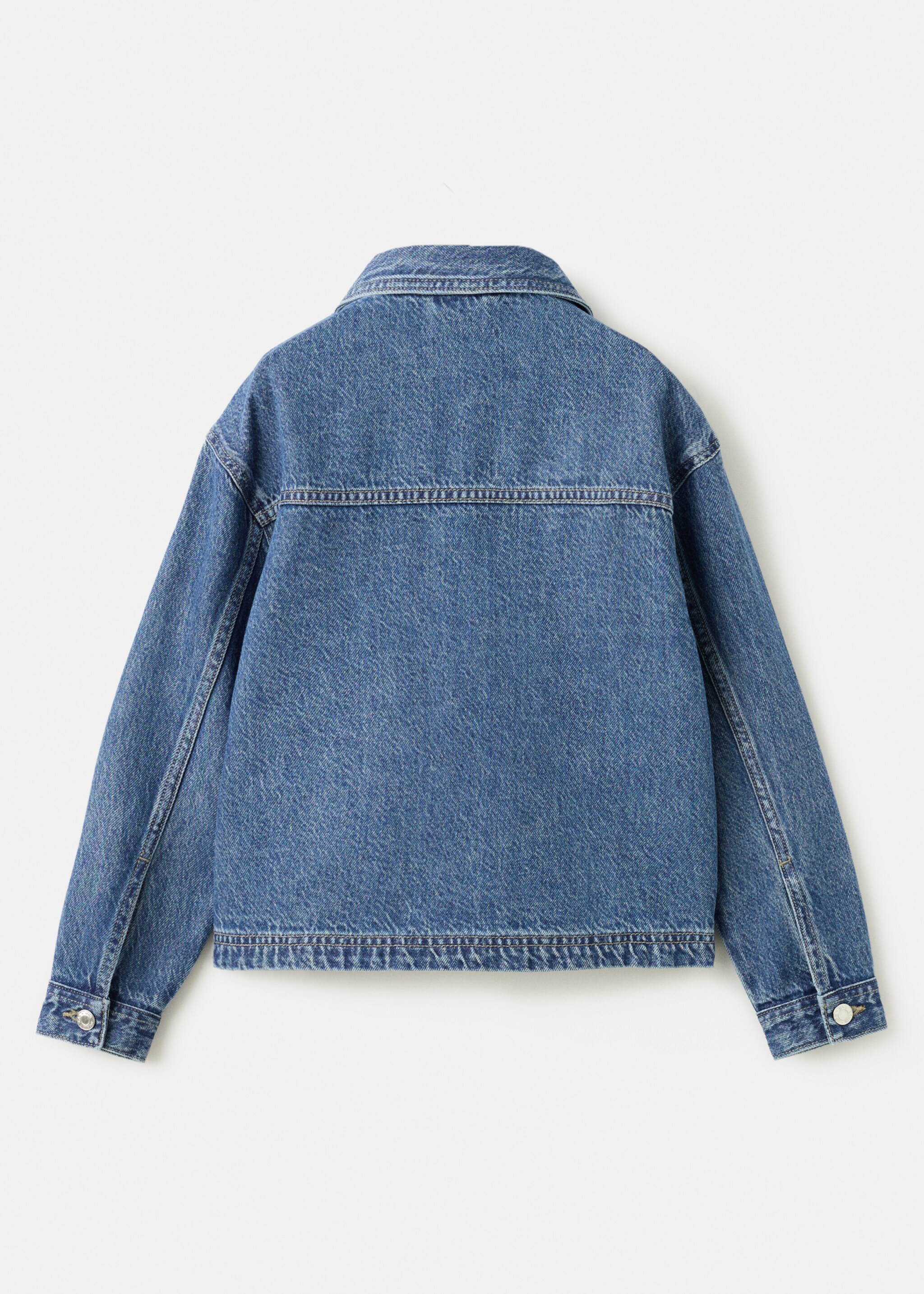 جاكيت دنيم بتفاصيل زهرية - الجهة الخلفية للمنتج, أزرق متوسط. Ref: 27084415-00.